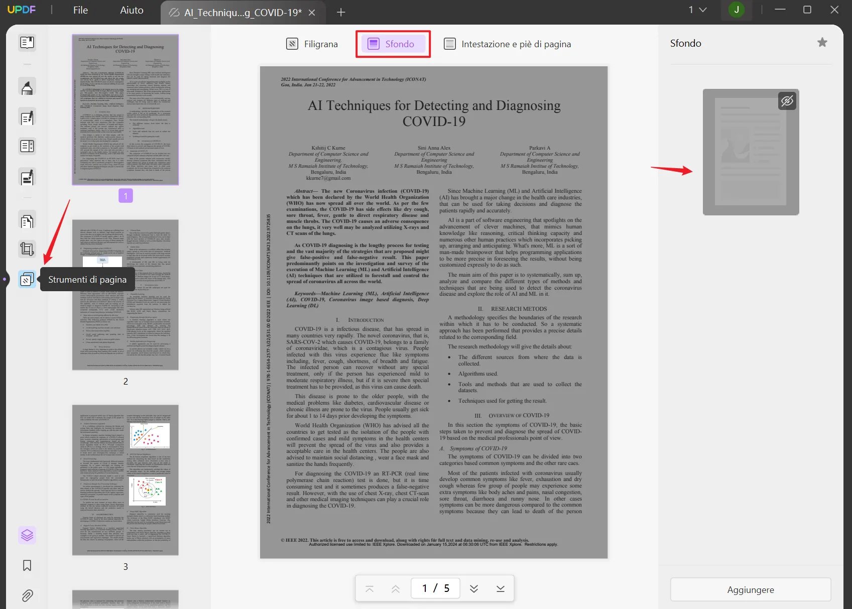 Rendere trasparente lo sfondo di un PDF con UPDF