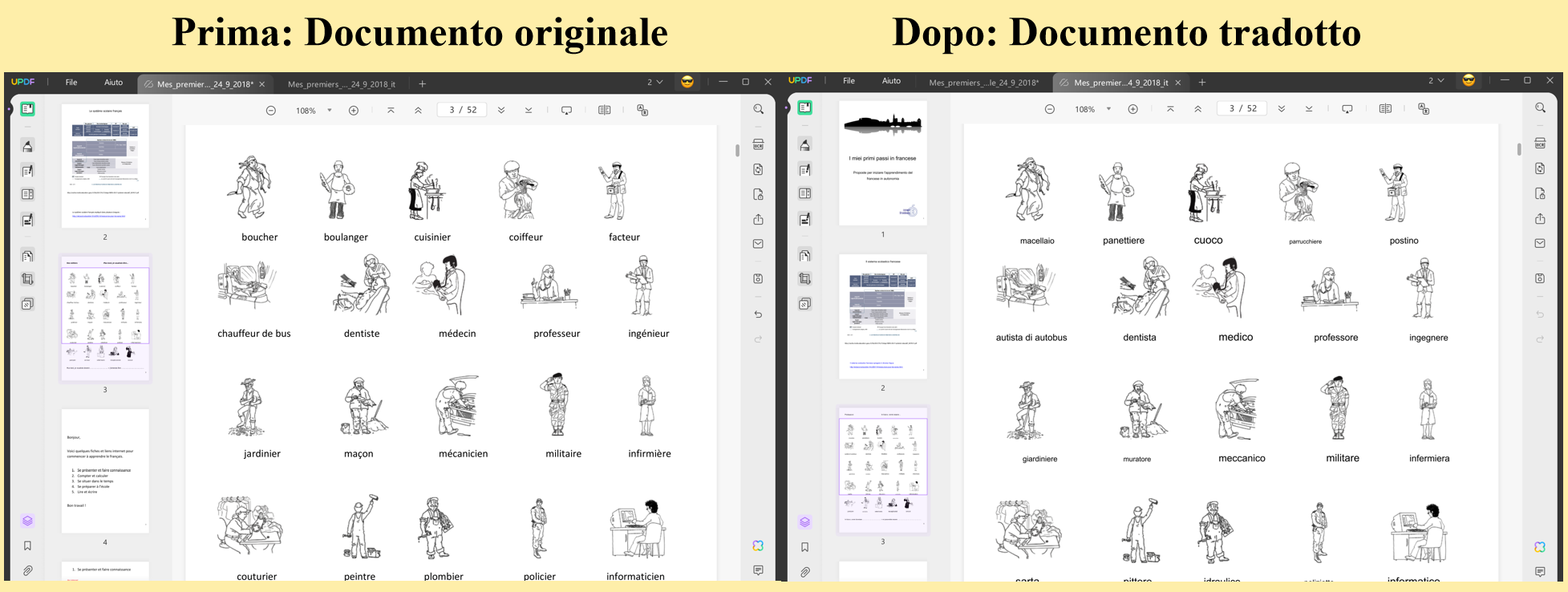 tradurre pdf francese