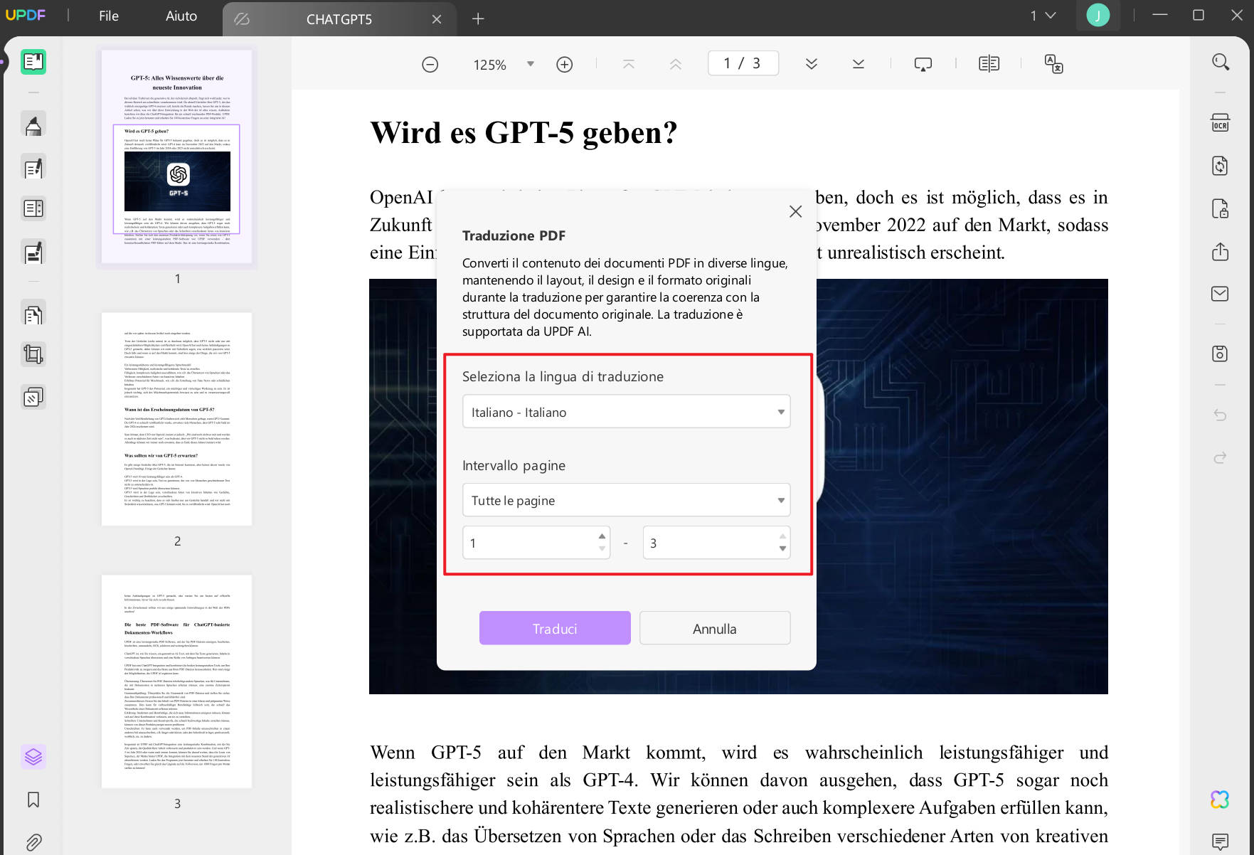 Tradurre PDF dal tedesco all'italiano mantenendo il layout originale