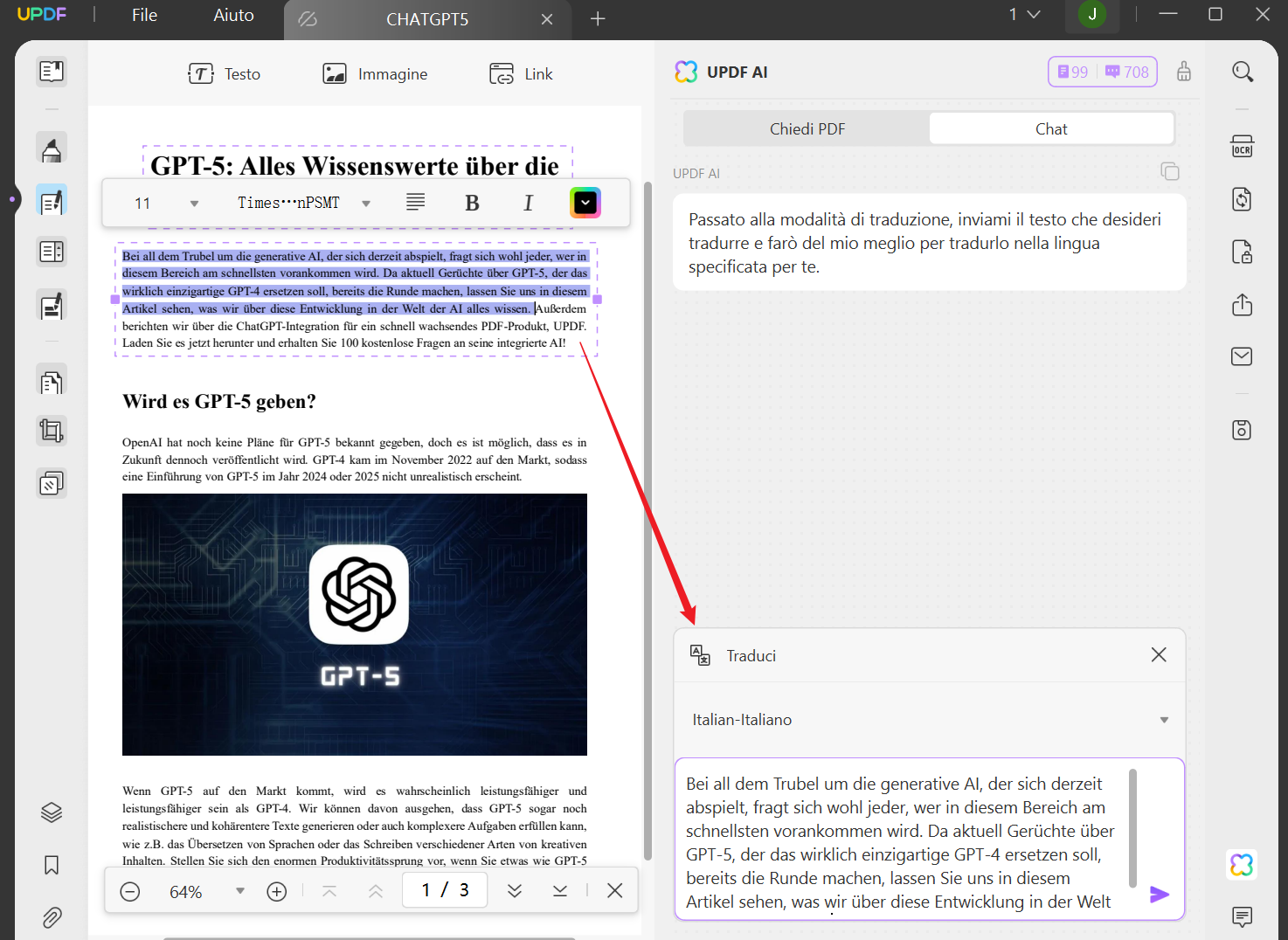 Traduci PDF dal tedesco all'italiano tramite copia e incolla
