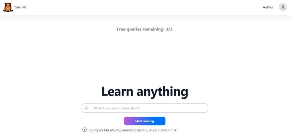 tutor.ai website interface