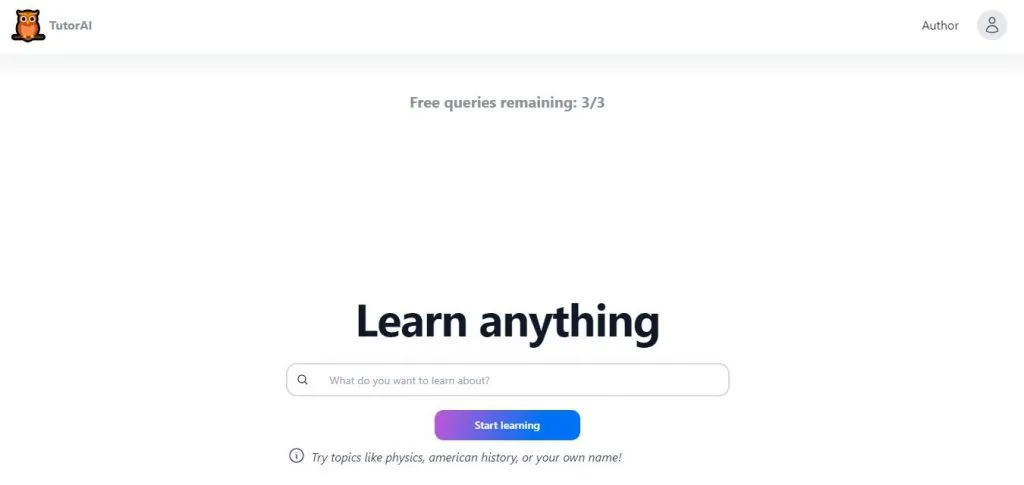 tutor.ai website interface