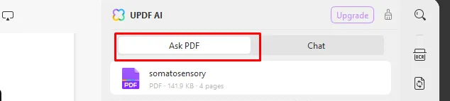 chat pdf online Click the "Ask PDF" tab within UPDF AI