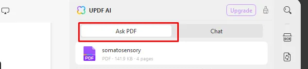 chat pdf online Fai clic sulla scheda "Chiedi PDF" in UPDF AI