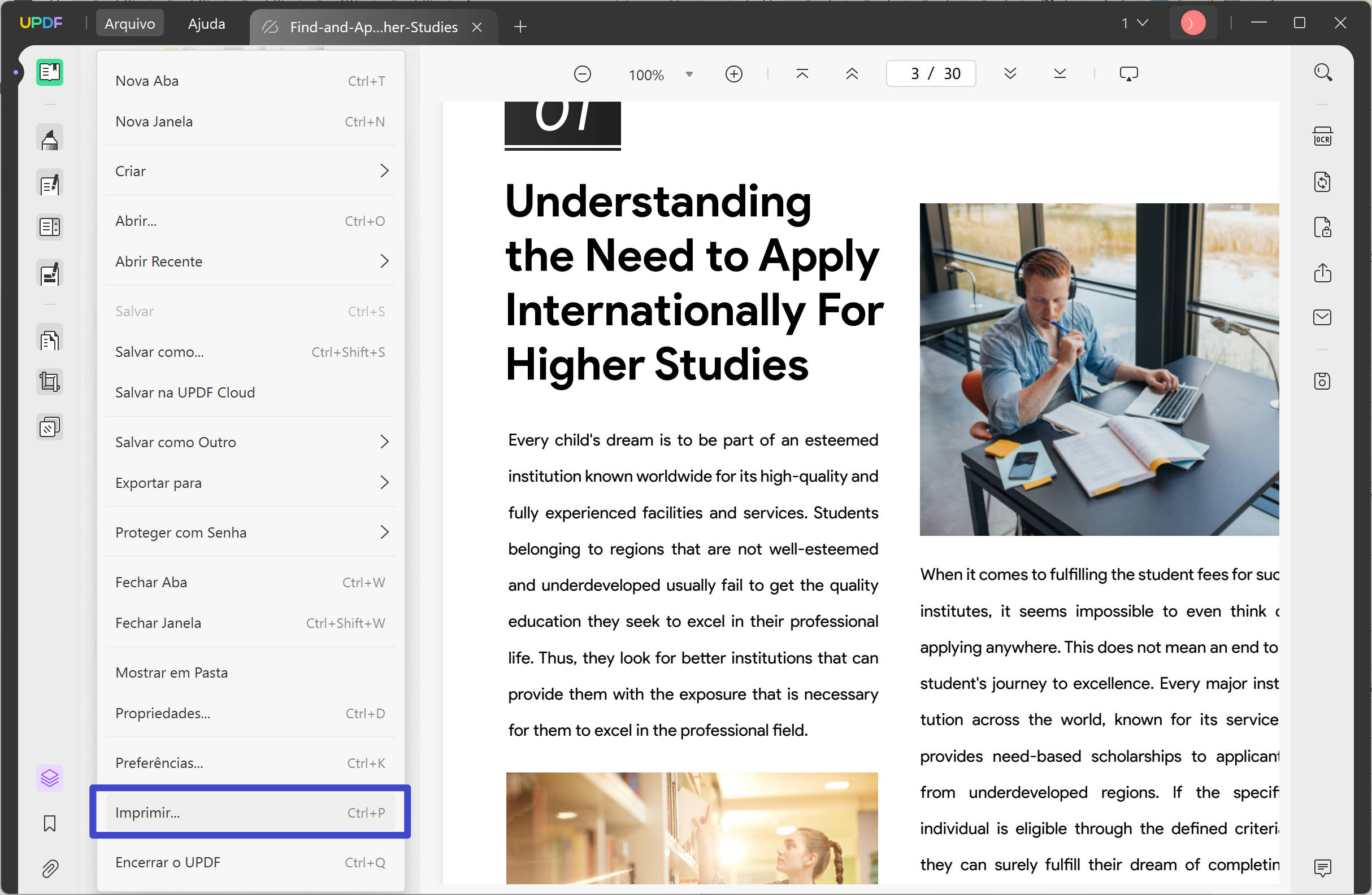 Como Imprimir um PDF Ampliado