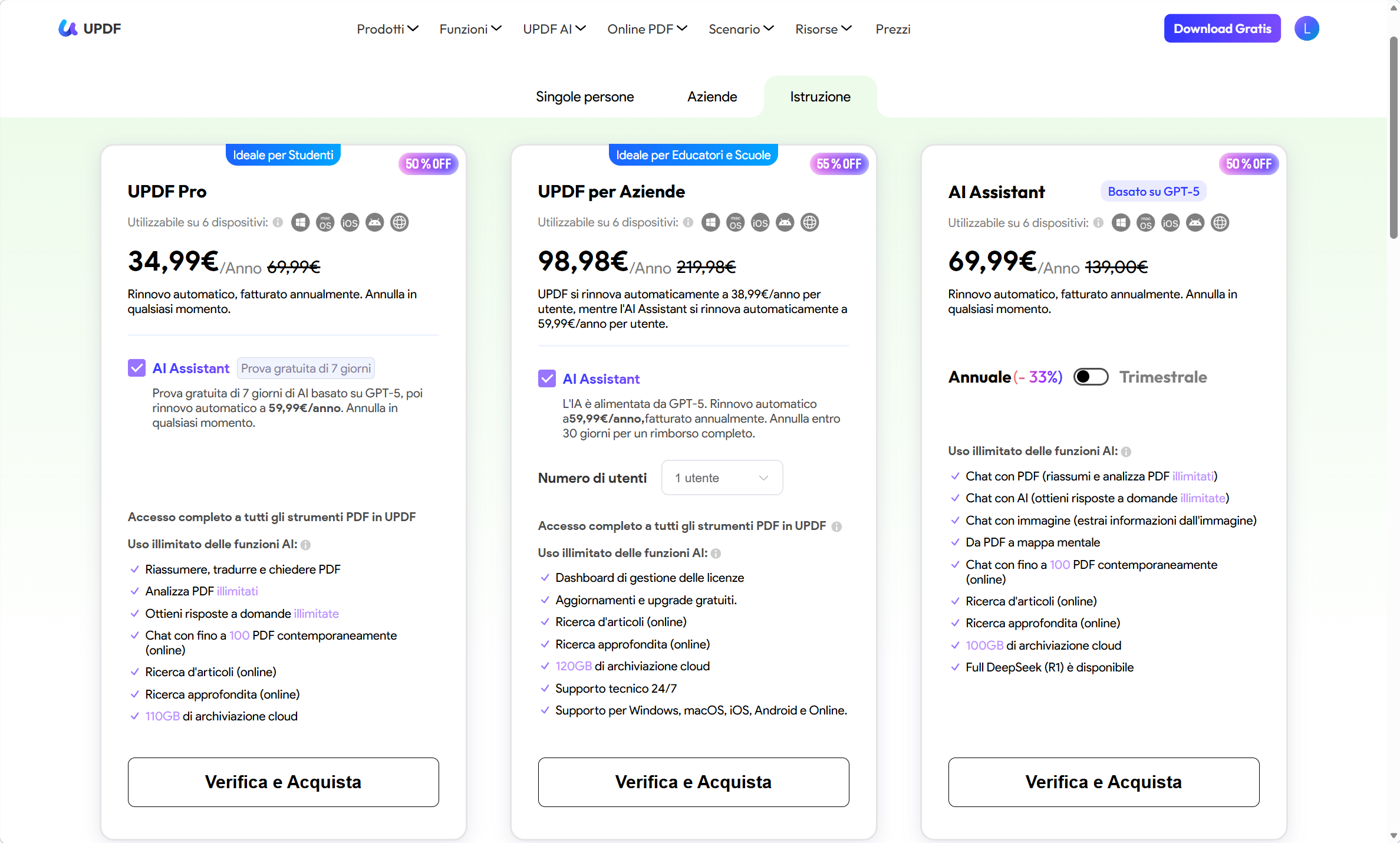 sconti speciali sull'istruzione