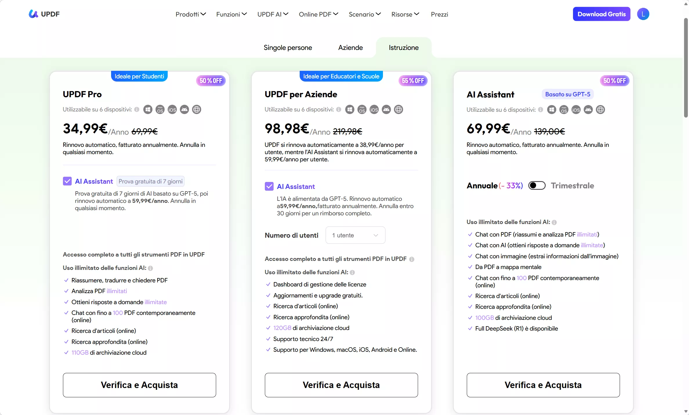 sconti speciali sull'istruzione