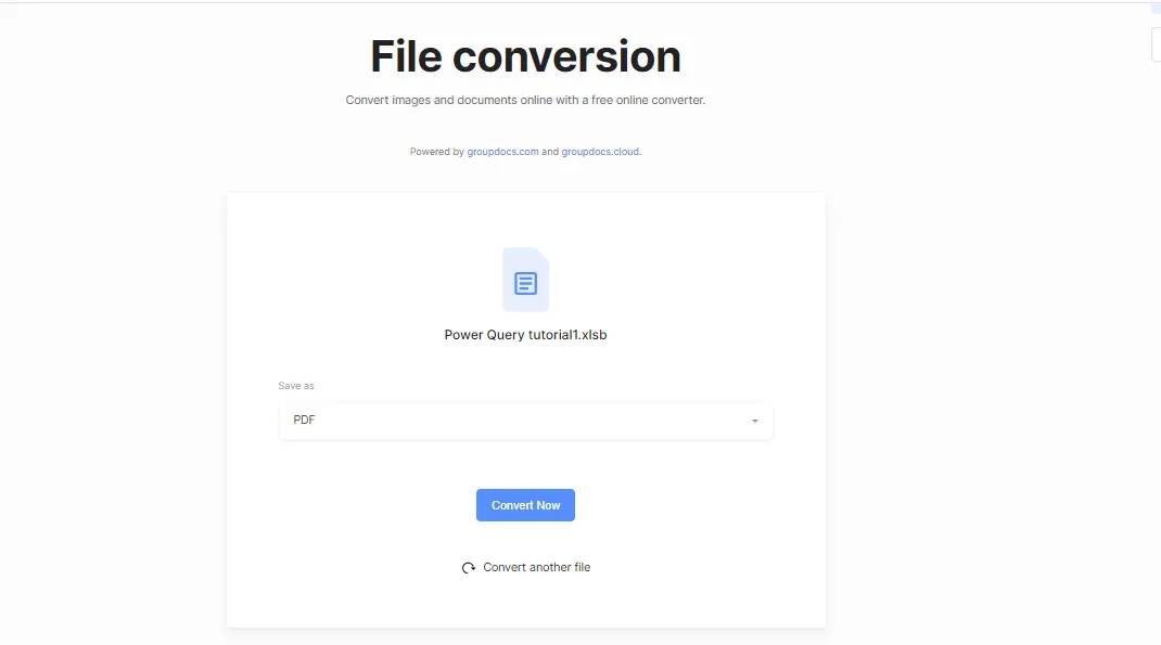 Converti file XLSB in PDF