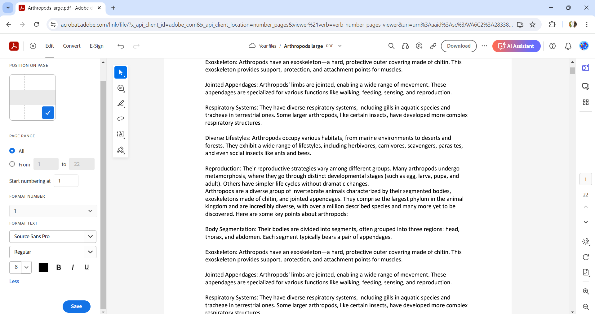 Alt: click on the more option in the Adobe Acrobat Online