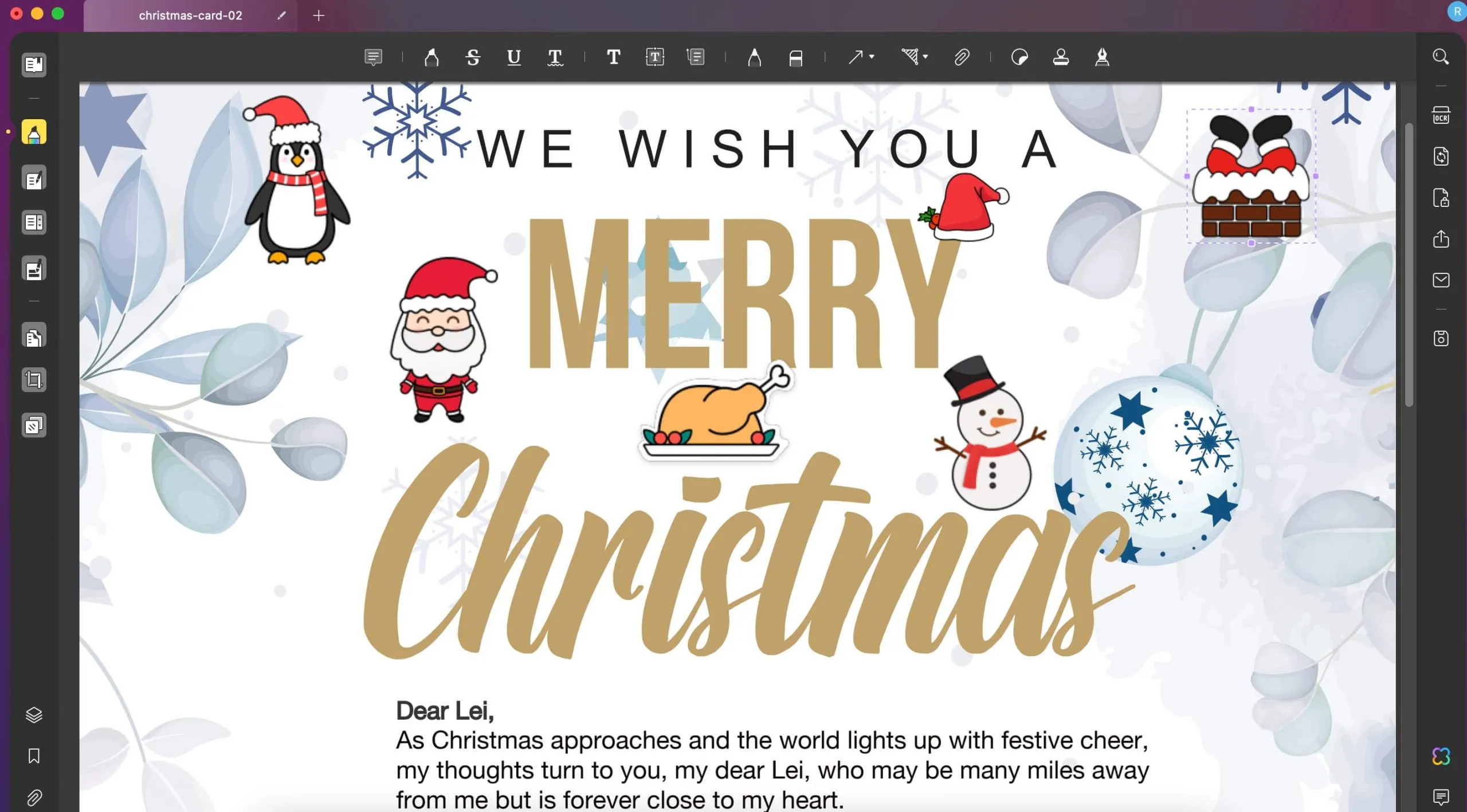 Add stickers to customize the christmas letter with UPDF