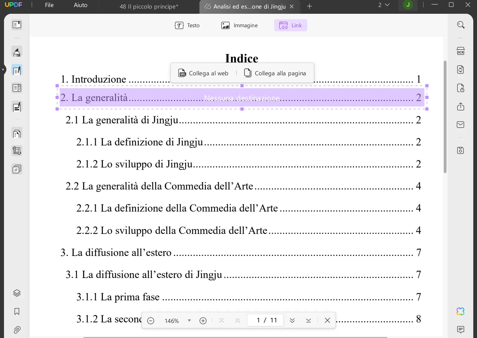 Collega il catalogo alle pagine del PDF