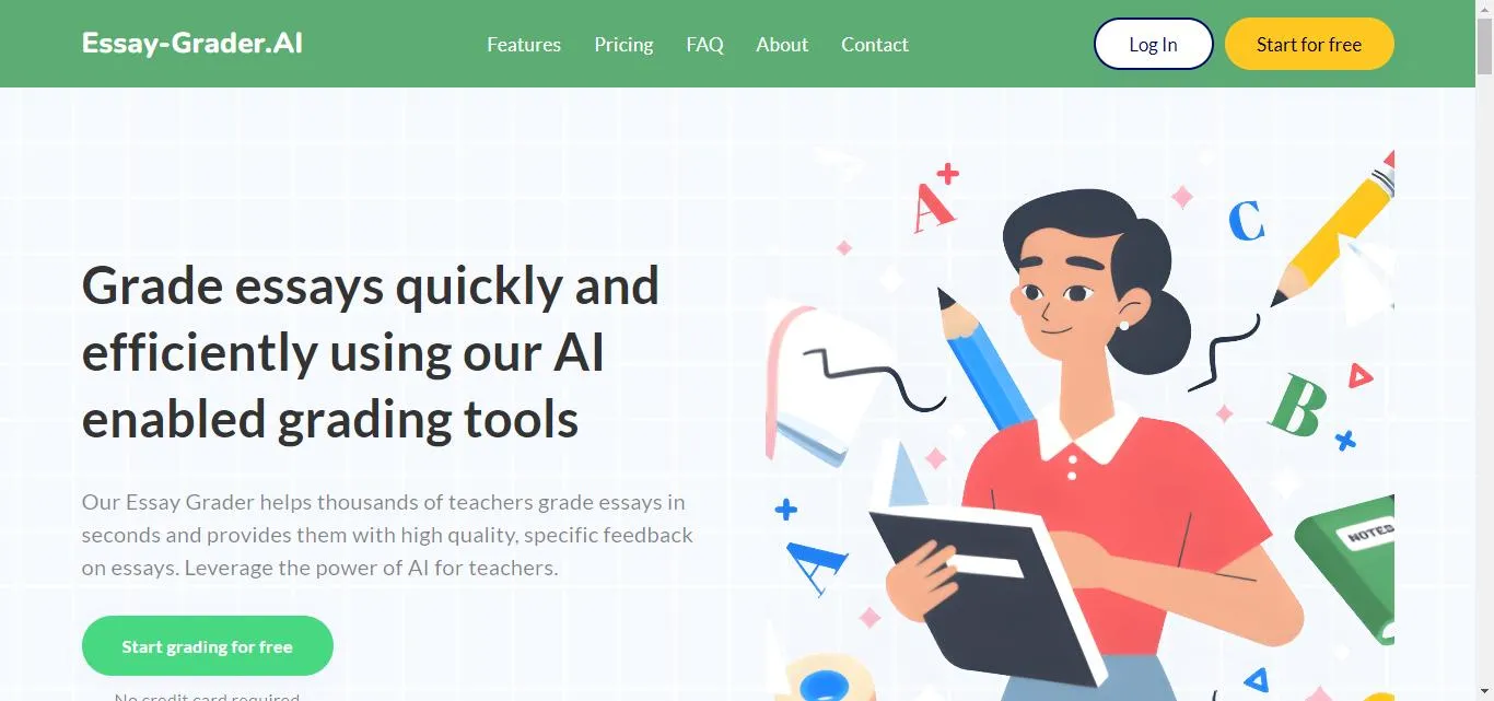 essay-grader.ai website homepage.