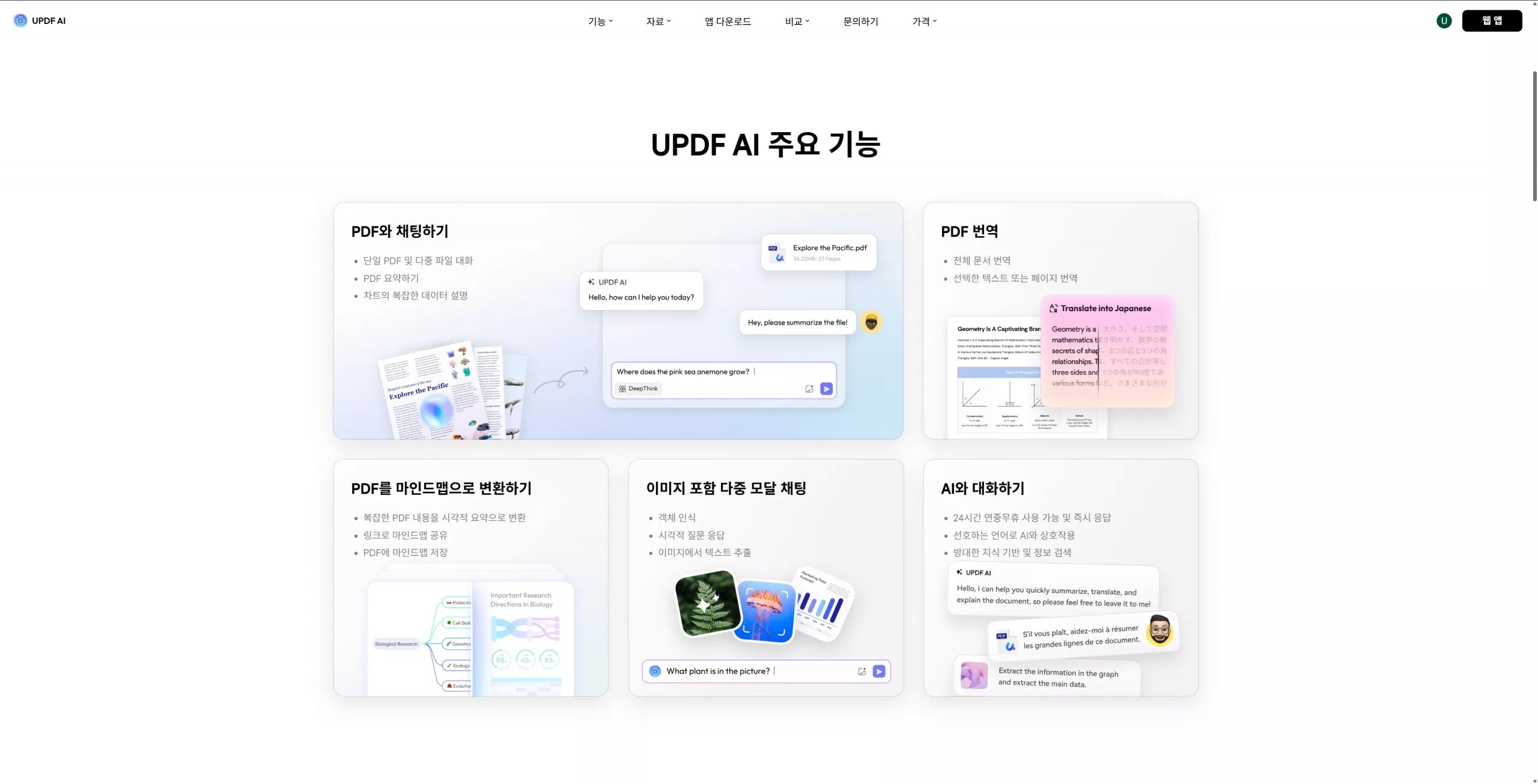 AI 프롬프트 생성기 UPDF AI 웹페이지