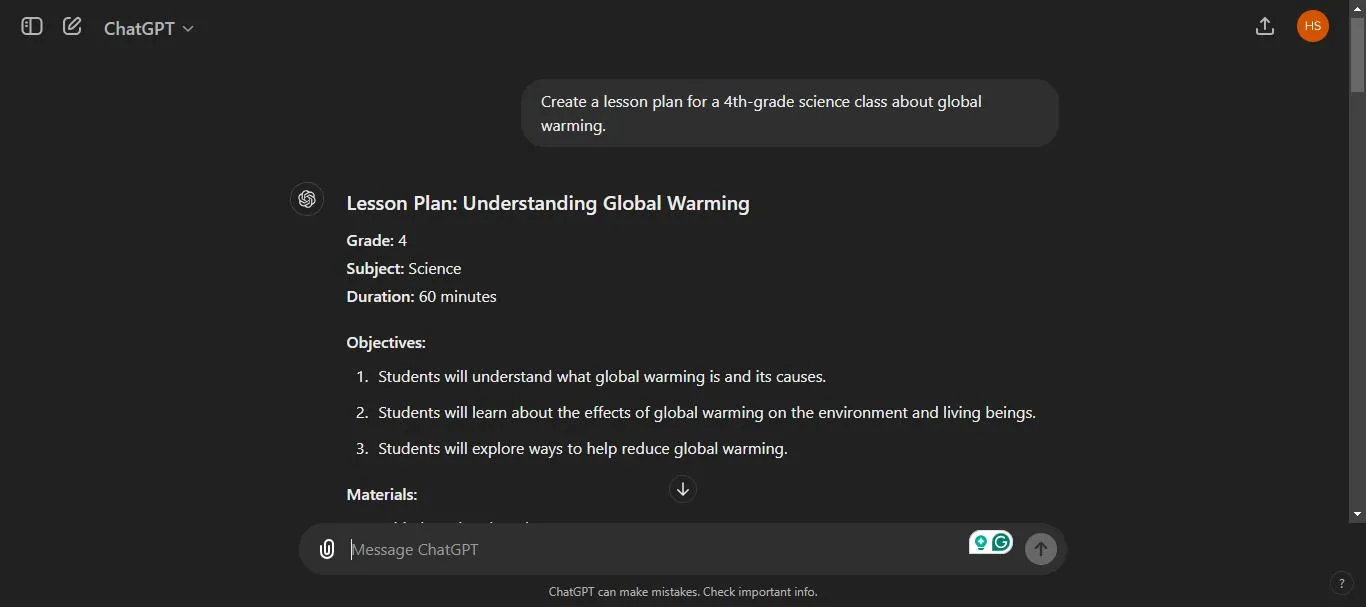 ai lesson plan generator enter the prompt to create a lesson plan.