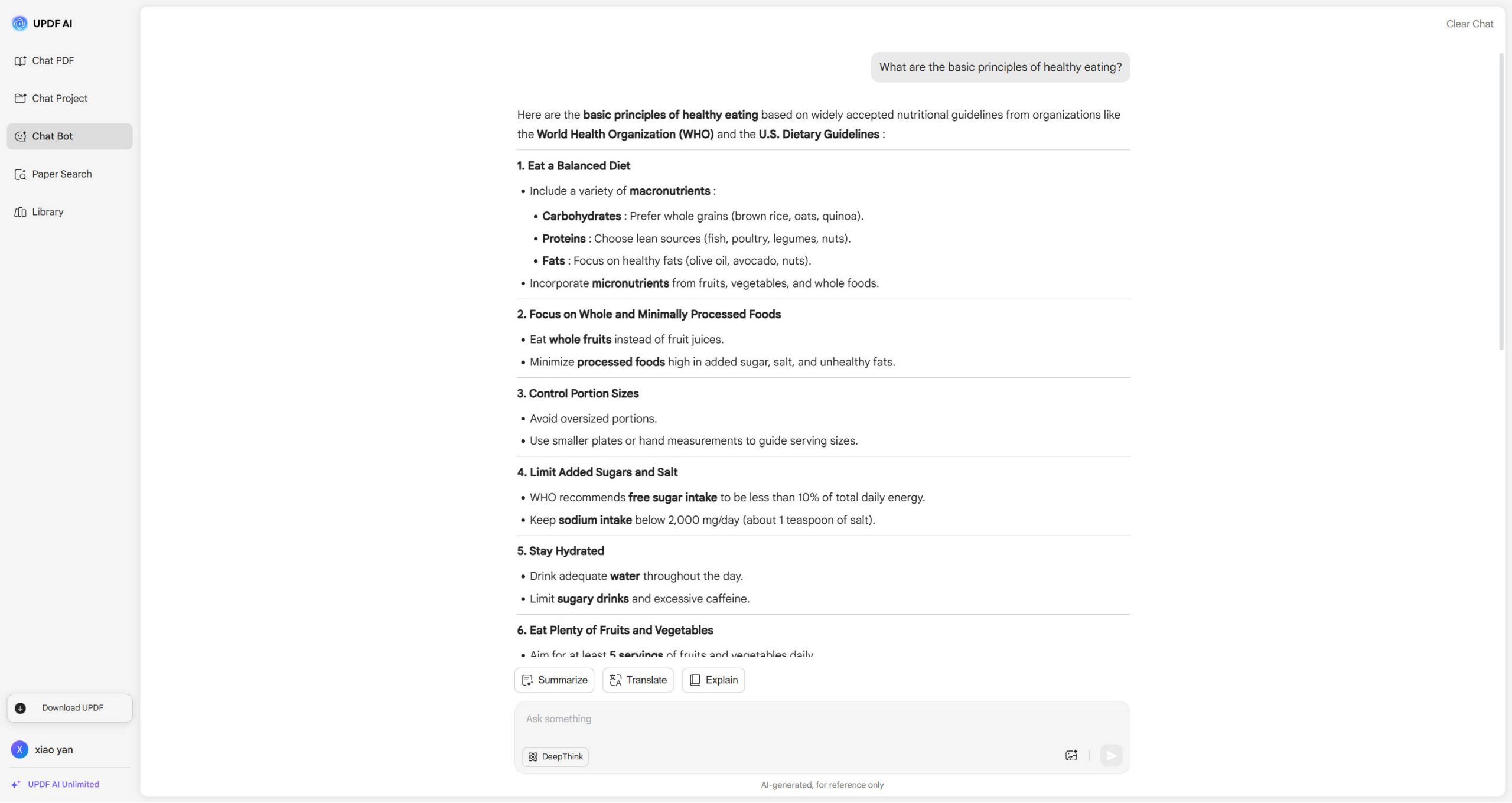 ask questions updf ai online