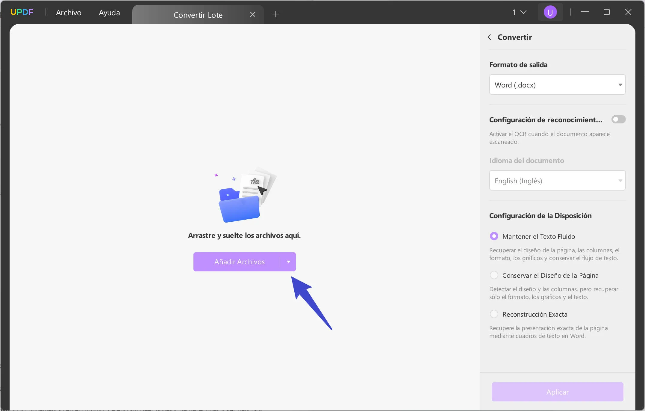 El panel de vista previa de PDF no funciona para agregar el archivo.