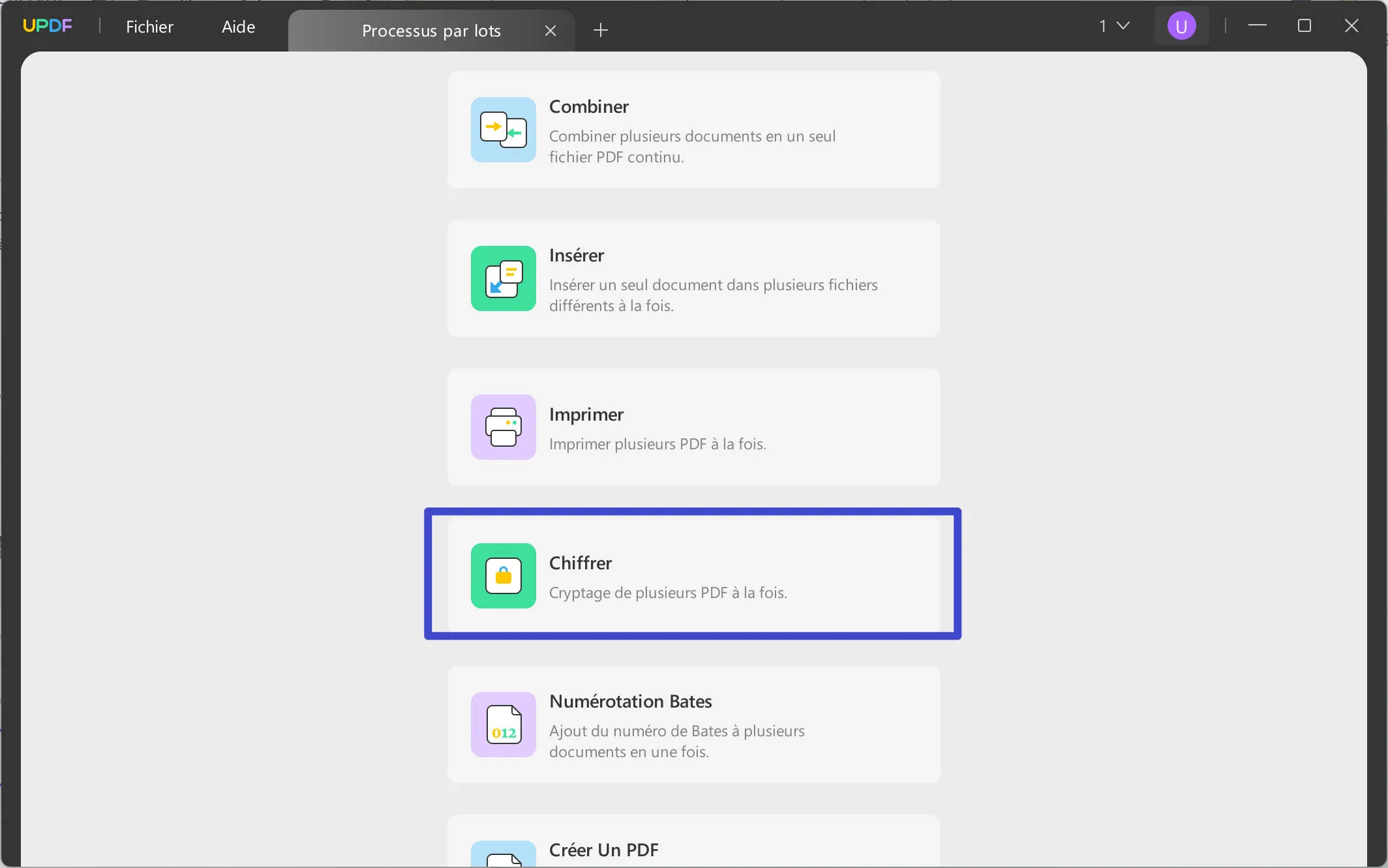 crypter par lots un fichier PDF ajouté