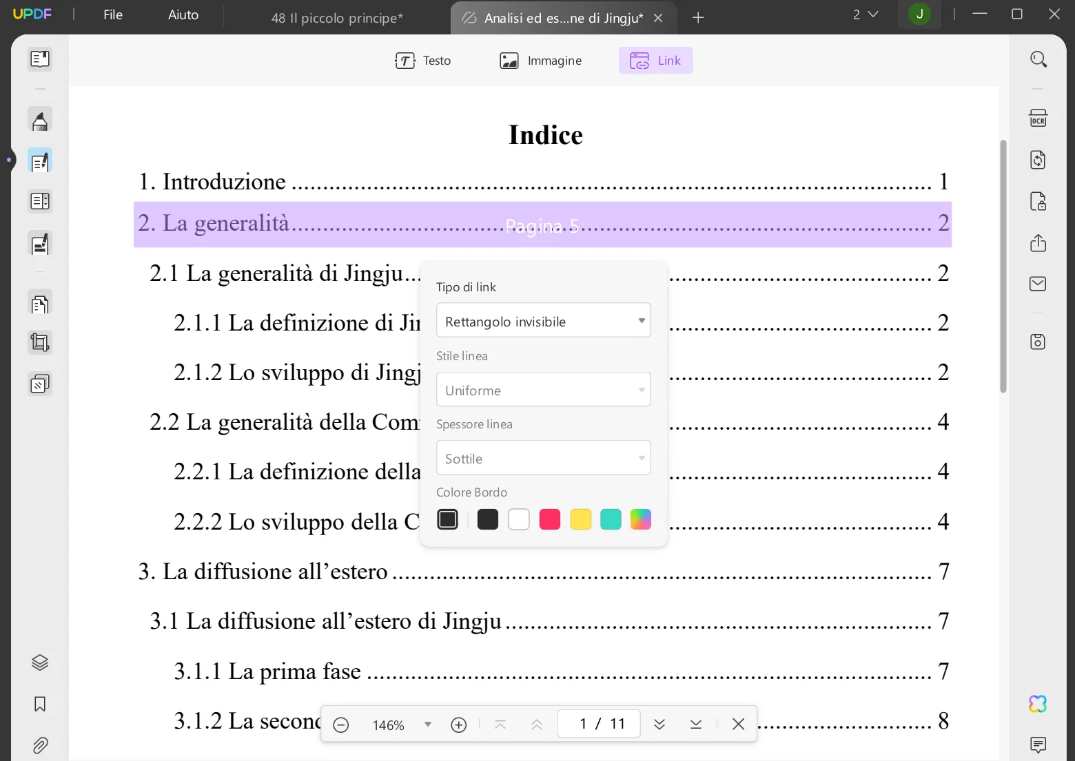 Collega il catalogo alle pagine del PDF