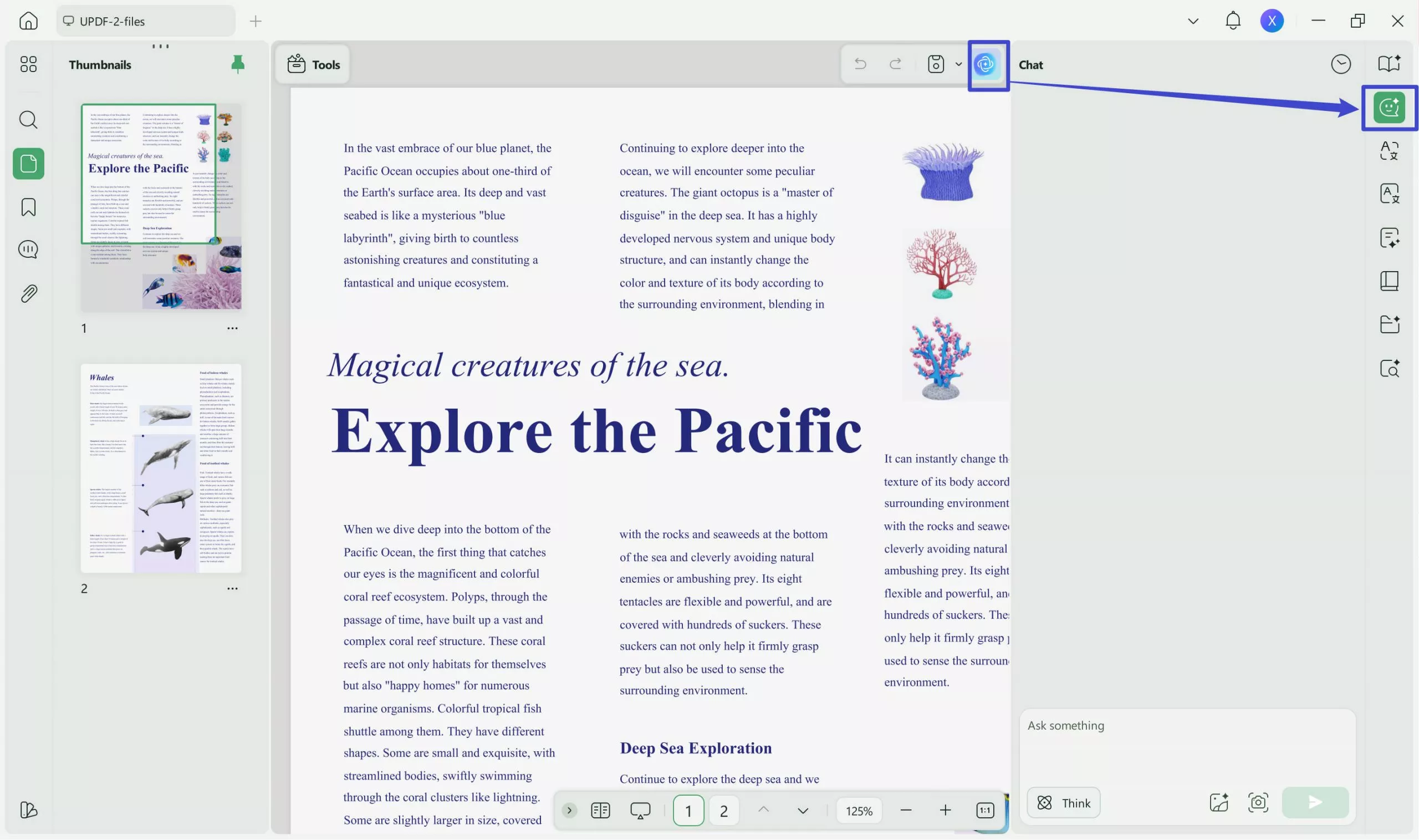 click the chat button in UPDF AI Graders for Essays