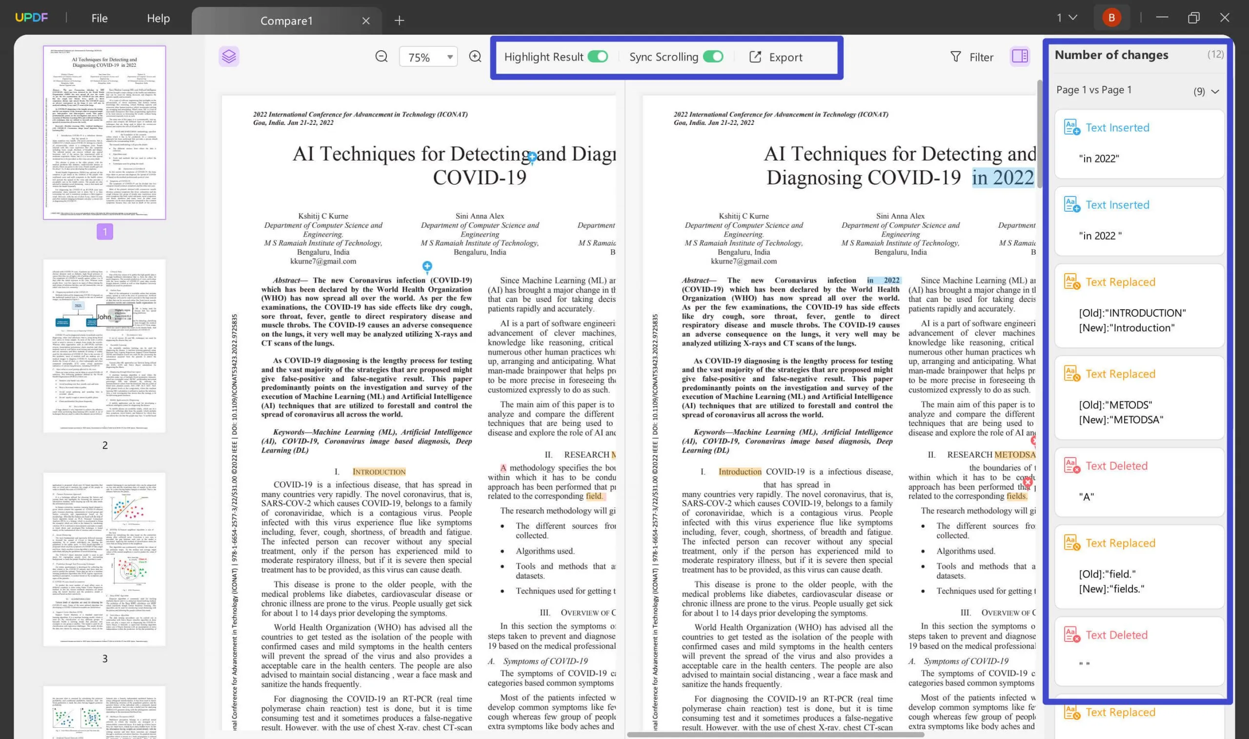 compare results