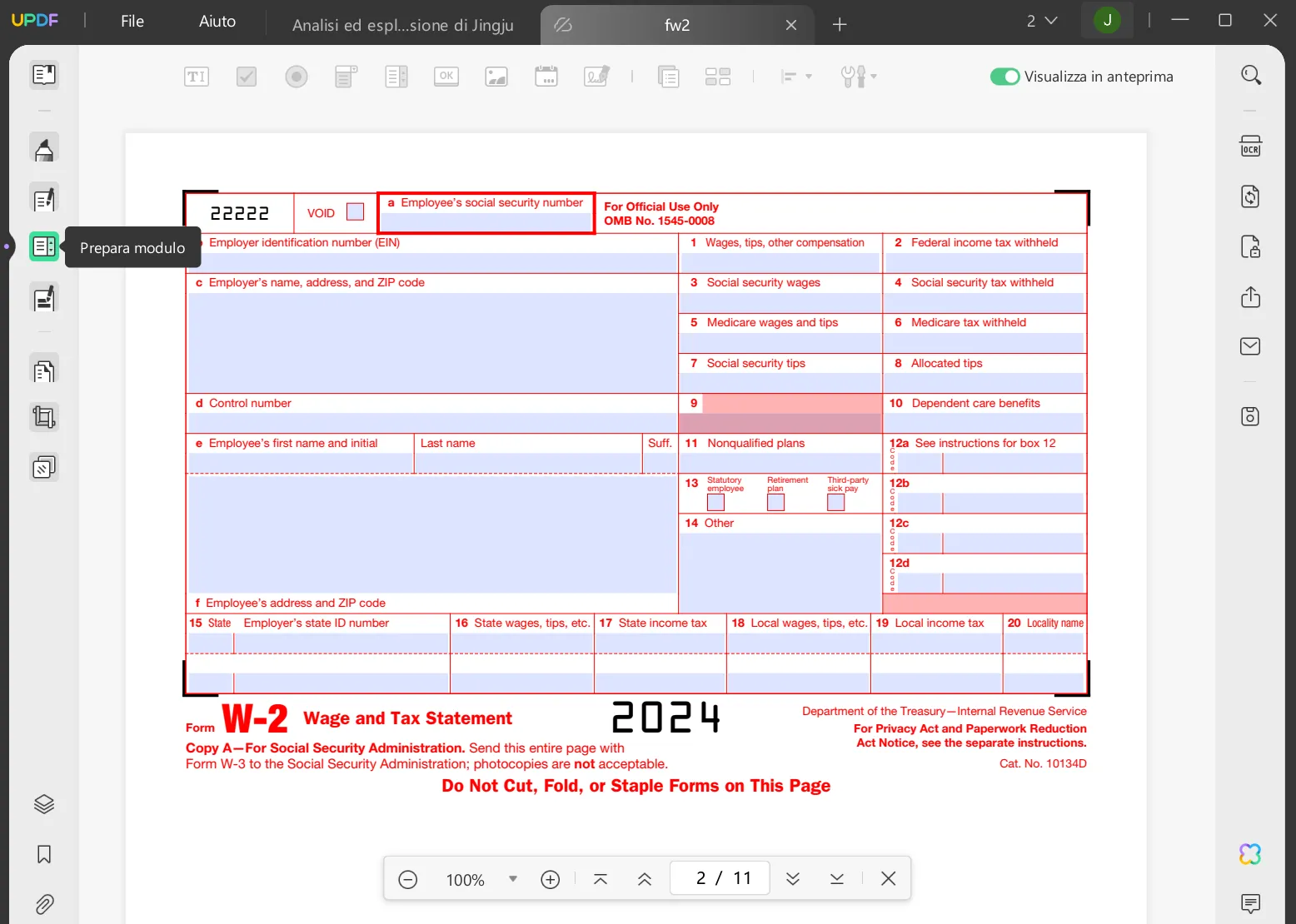 compilare i moduli W2