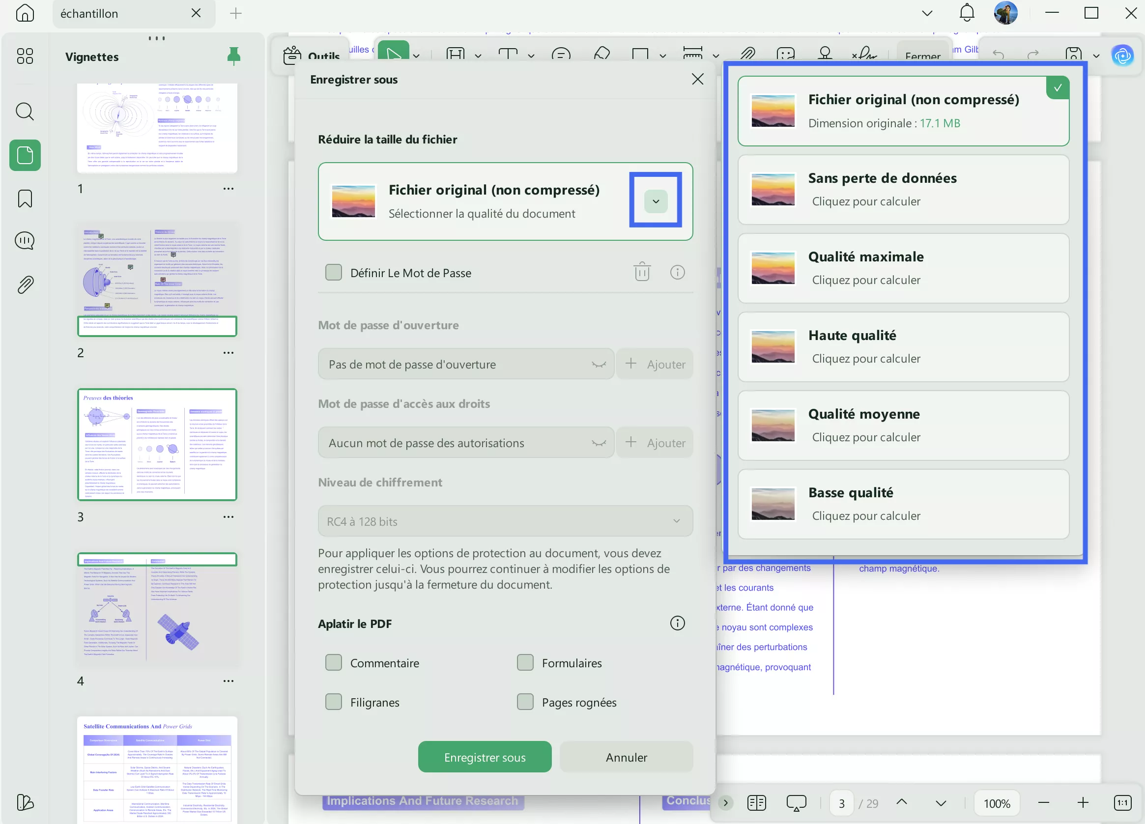 Le volet d'aperçu PDF ne fonctionne pas compresser le PDF
