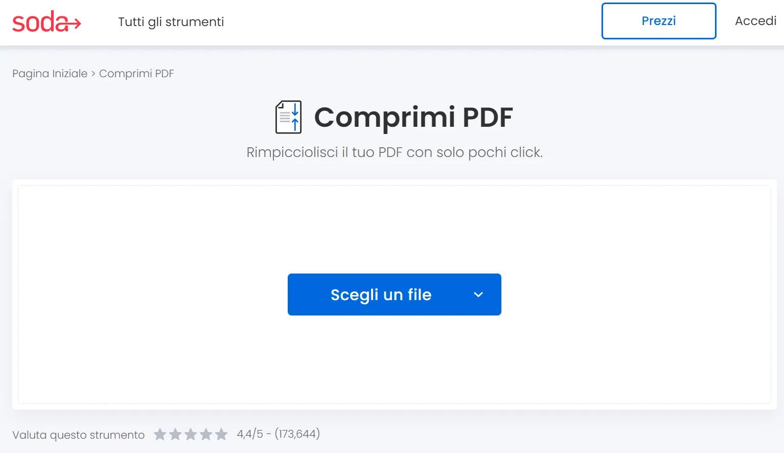 Riduci PDF con Soda PDF