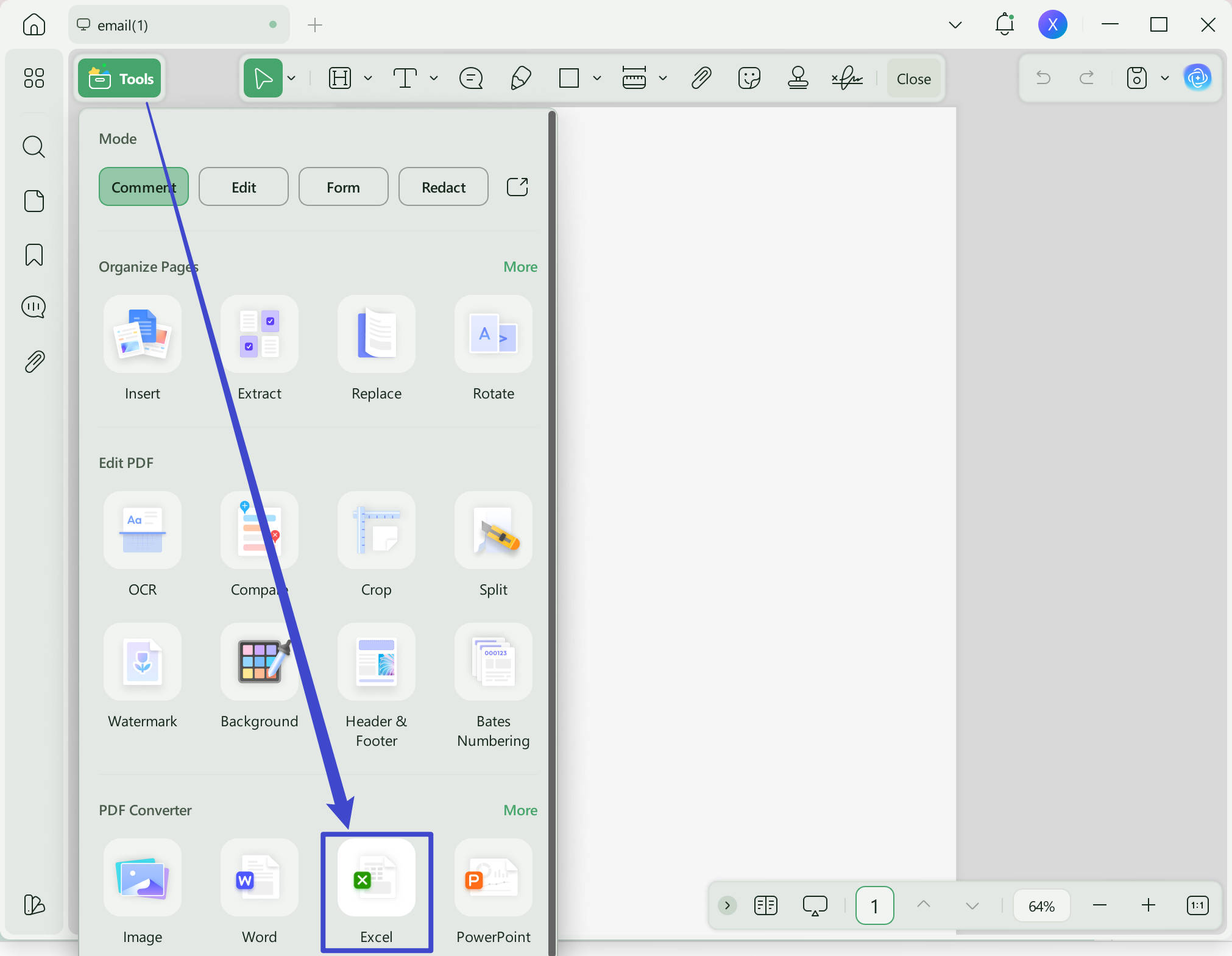 export pdf to excel to extract emails from PDF with UPDF