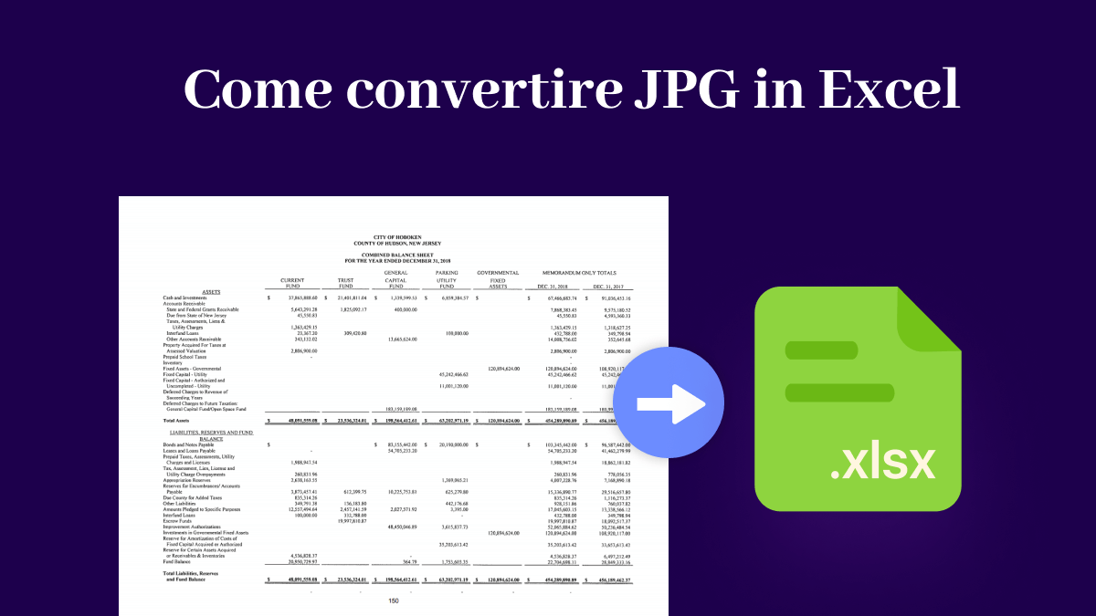 Come convertire jpg in file excel updf