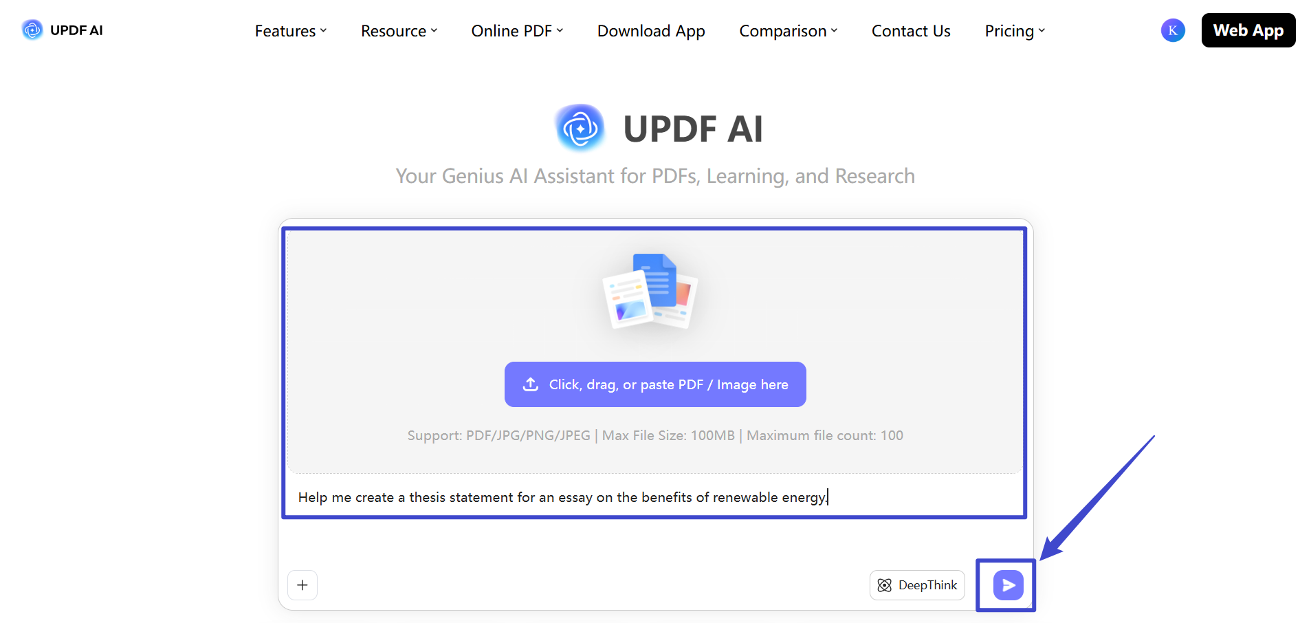 access updf ai online homepage