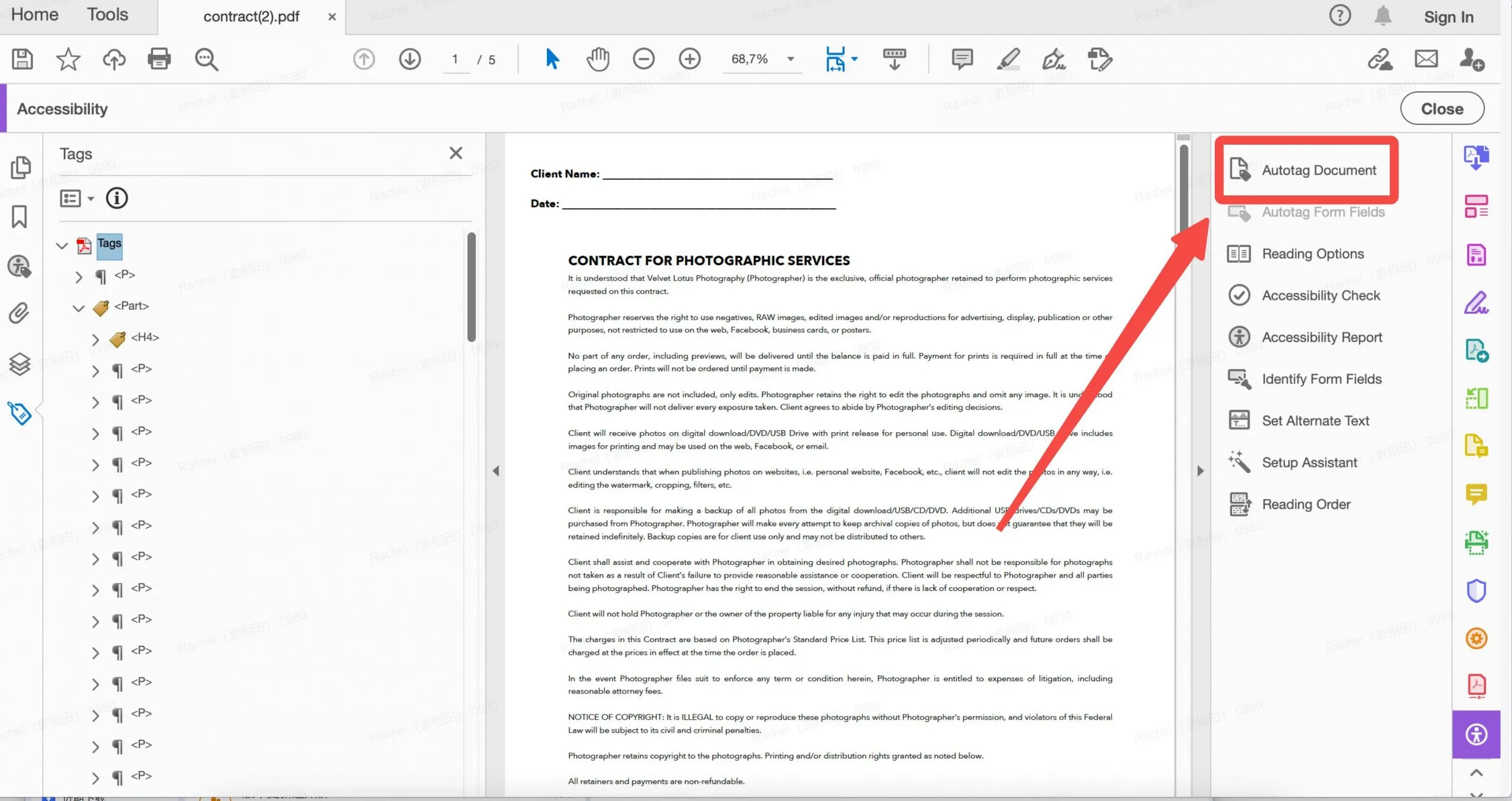 add the tags to PDF automatically with Adobe Acrobat.