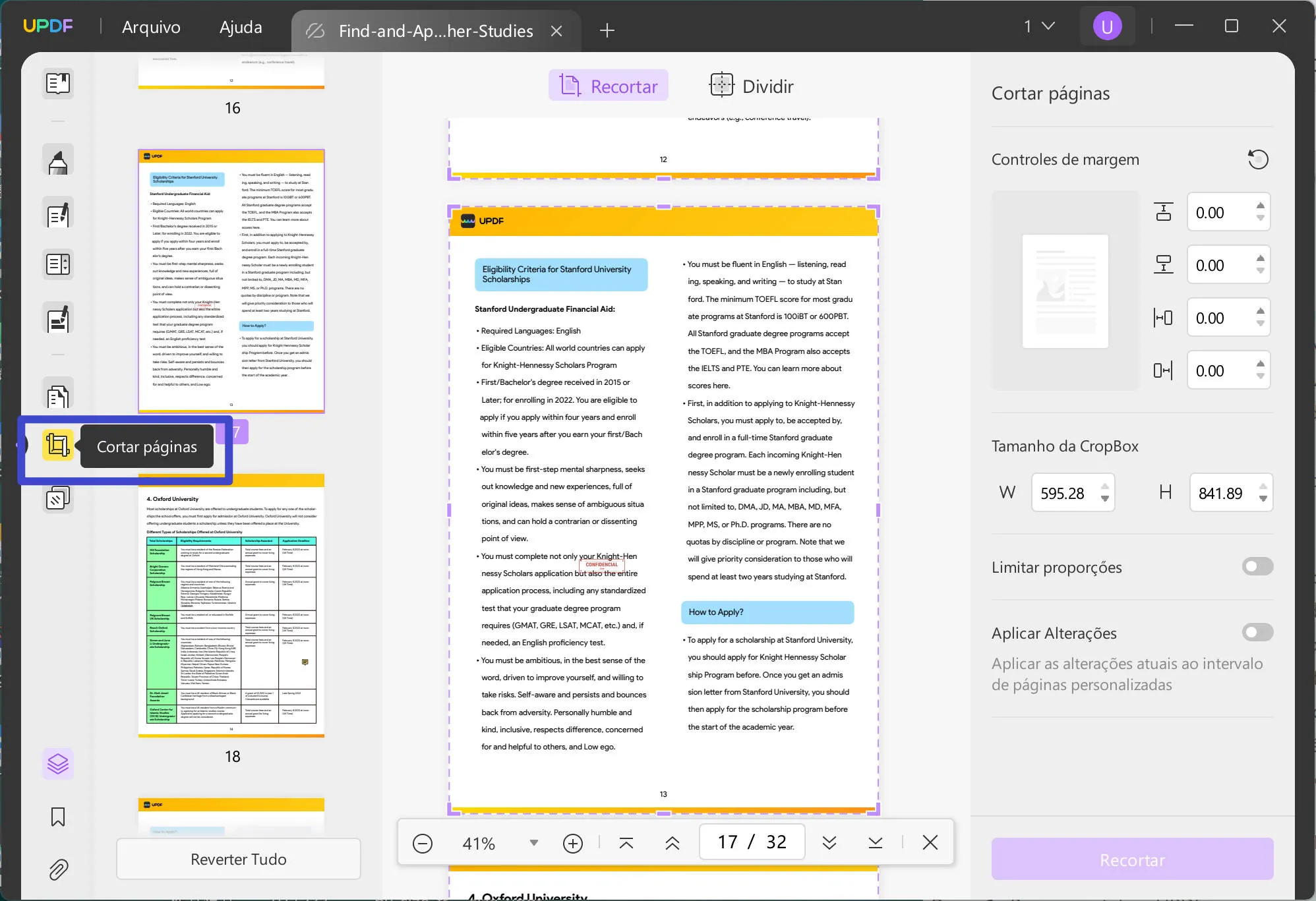 dividir pdf por tamanho cortar páginas uppdf