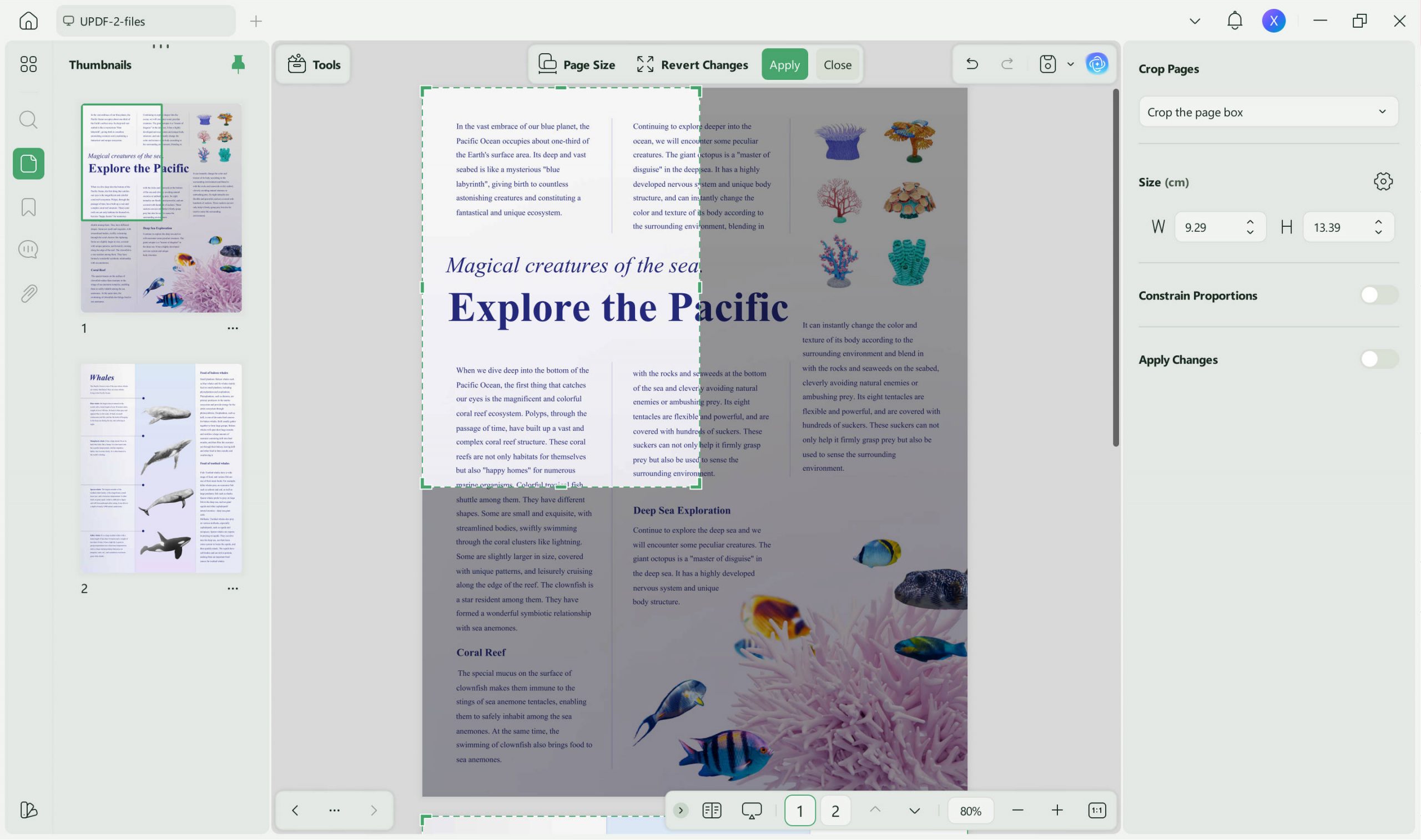 divide a word page into 4 crop