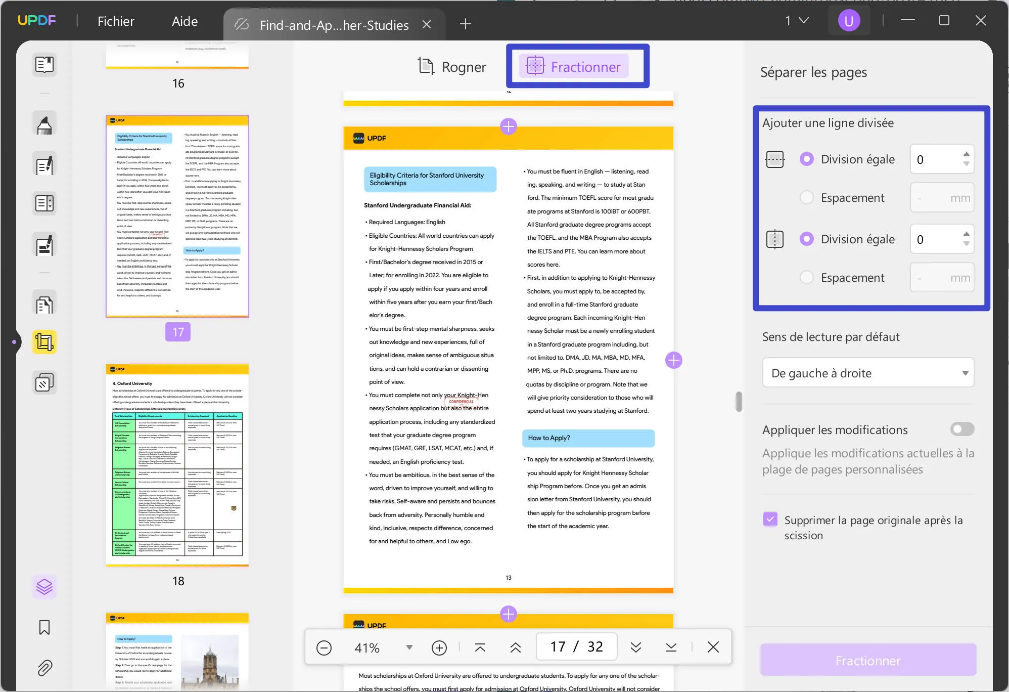 diviser le pdf par taille diviser le updf