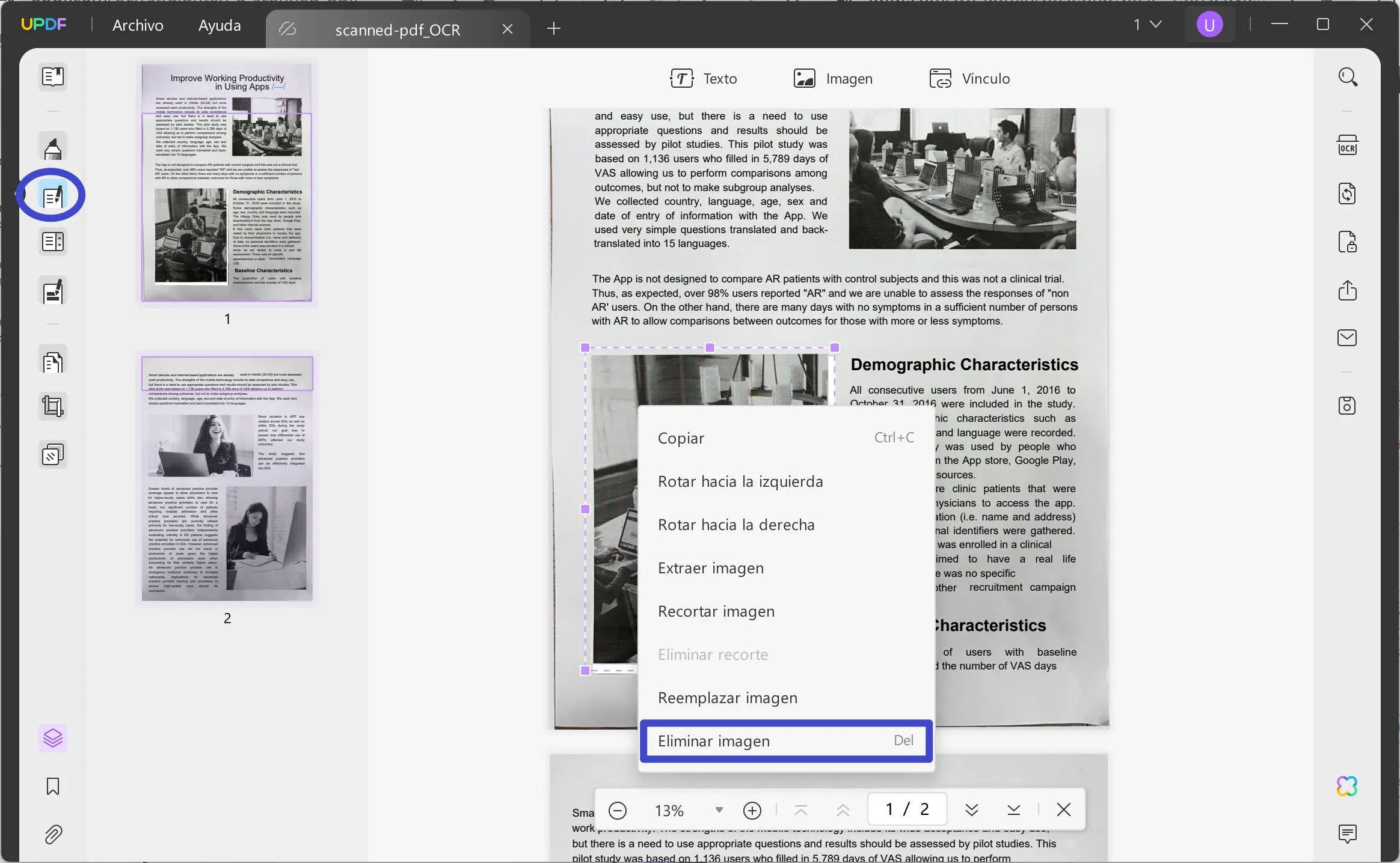 Enderezar un PDF escaneado elimine la imagen de fondo para enderezar un PDF escaneado con UPDF