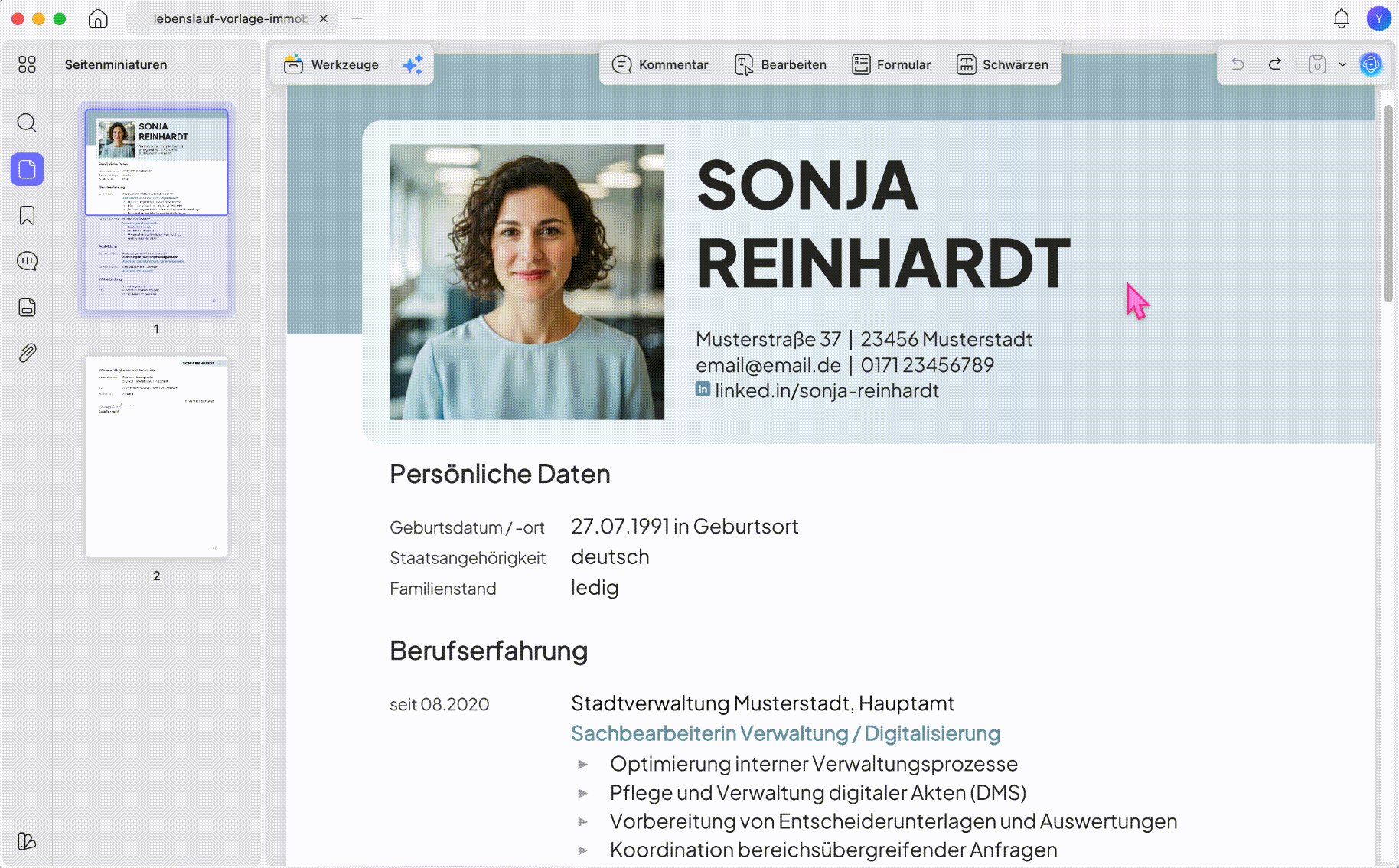 PDF-Lebenslauf mit UPDF bearbeiten