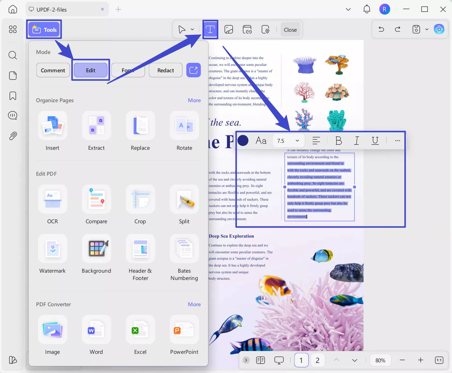edit text with updf on windows