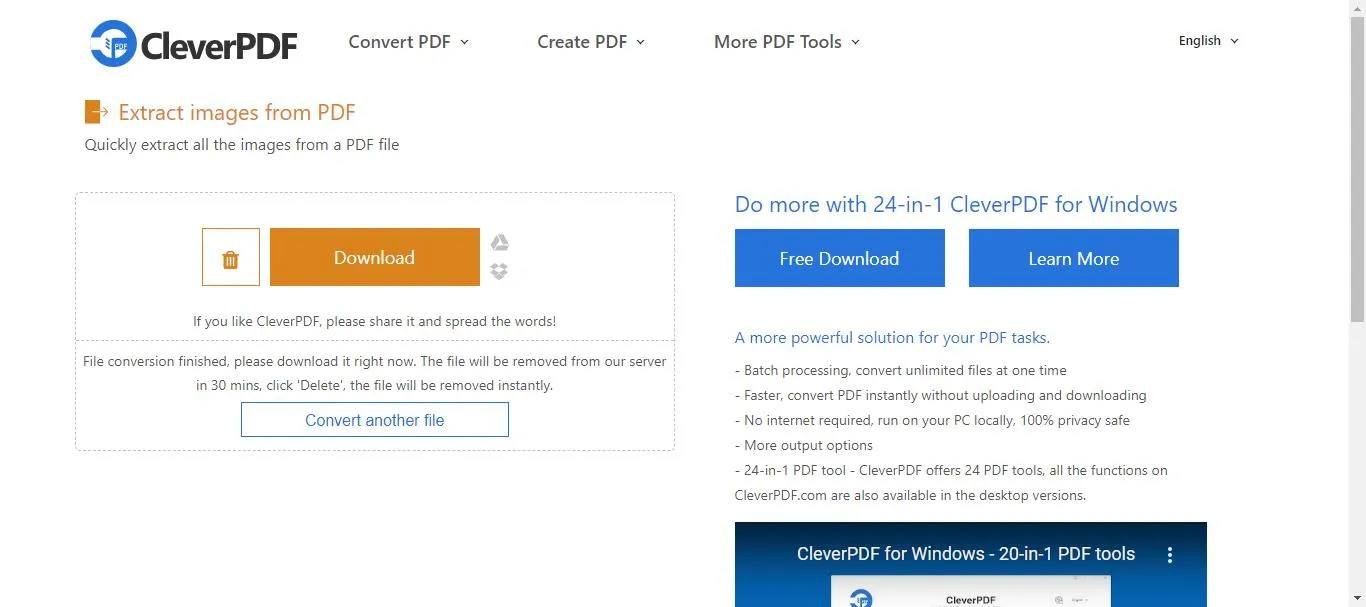Extract images from PDF online download the images with cleverPDF