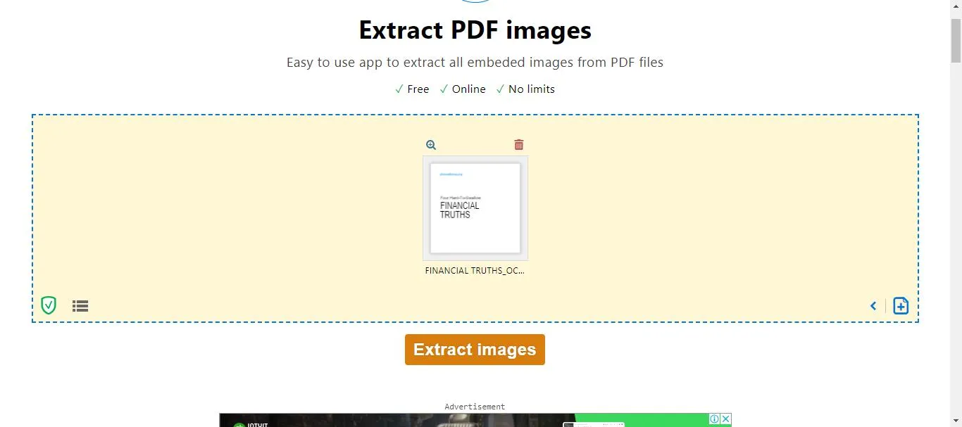 Extract images from PDF online click extract images with pdf24 tools