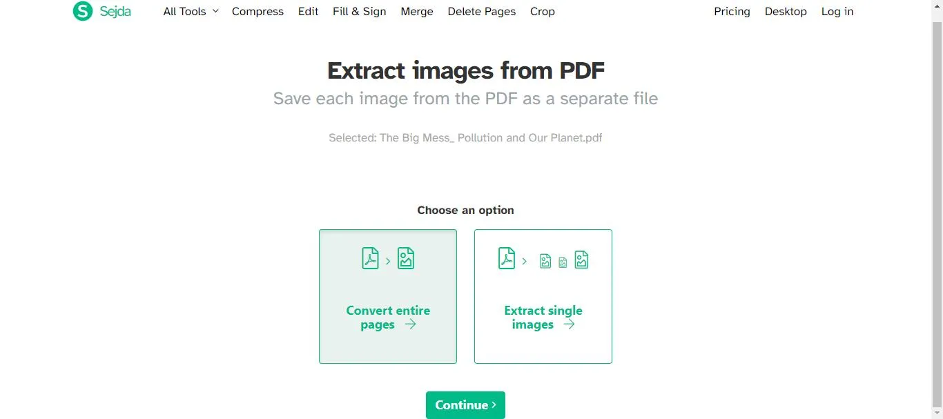 Extract images from PDF online lick extract single images with sejda