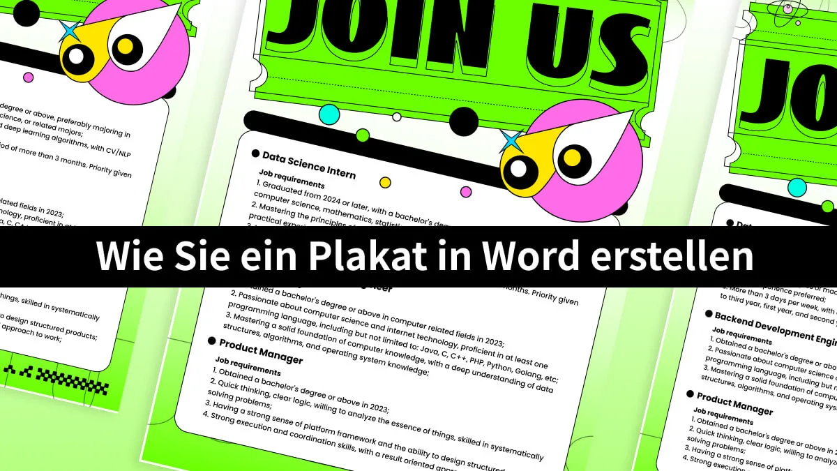 Wie Sie ein gutes Plakat in Word schnell erstellen?