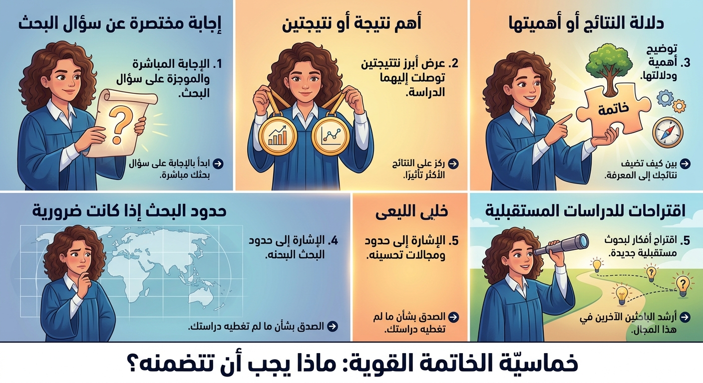 ما الذي يجب أن تتضمنه خاتمة البحث؟