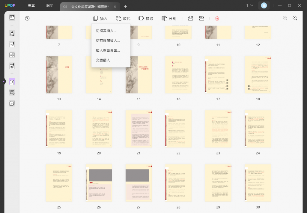 將頁面插入 PDF 文件