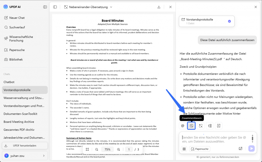 Navigieren Sie zur Option „Zusammenfassen“