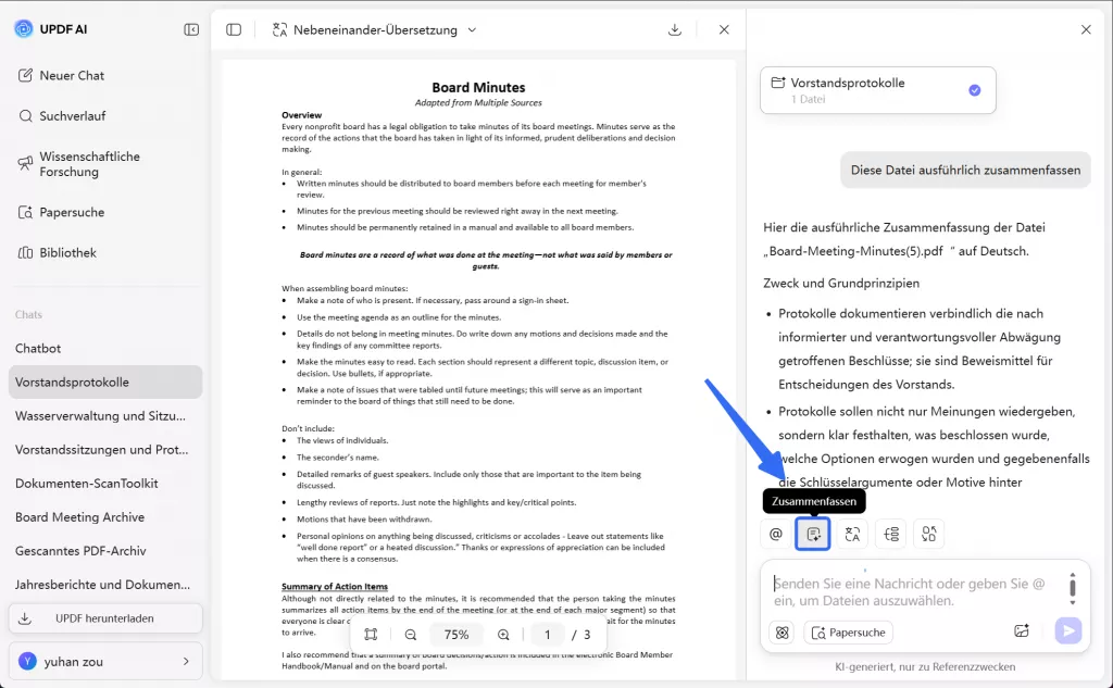 Navigieren Sie zur Option „Zusammenfassen“