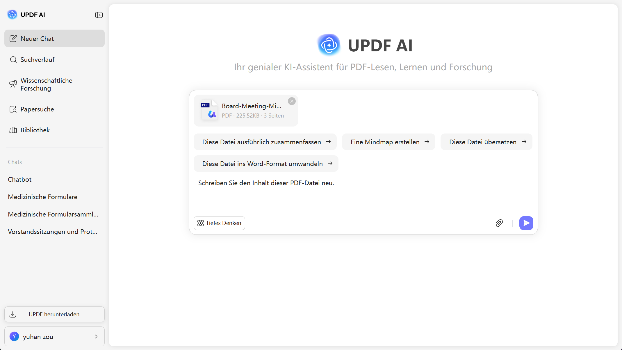 Chatten Sie mit PDF zum Umschreiben