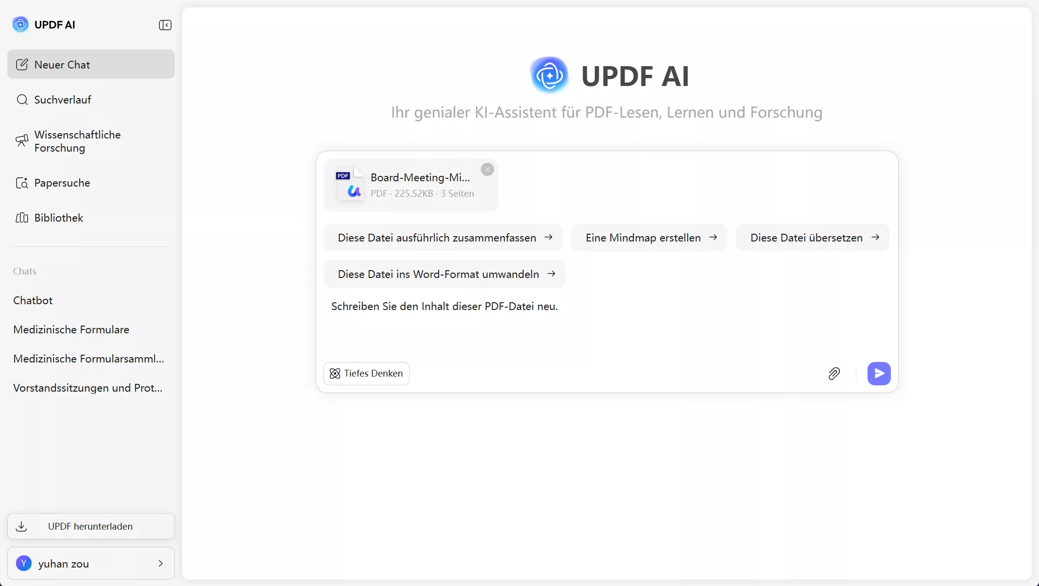 Chatten Sie mit PDF zum Umschreiben