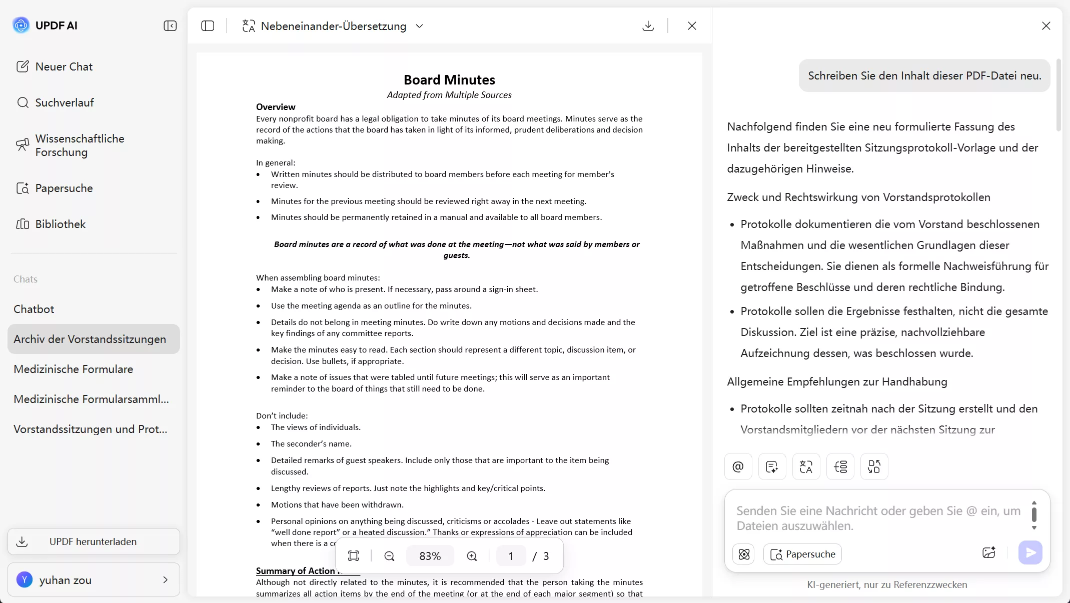 Chatten Sie mit PDF zum Umschreiben
