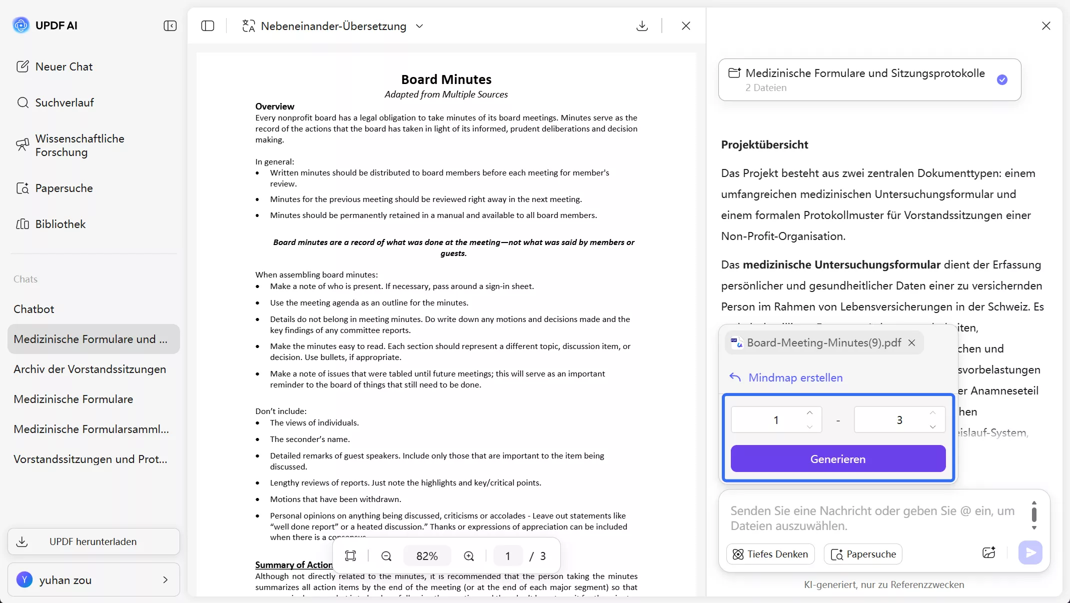 Seitenbereich festlegen