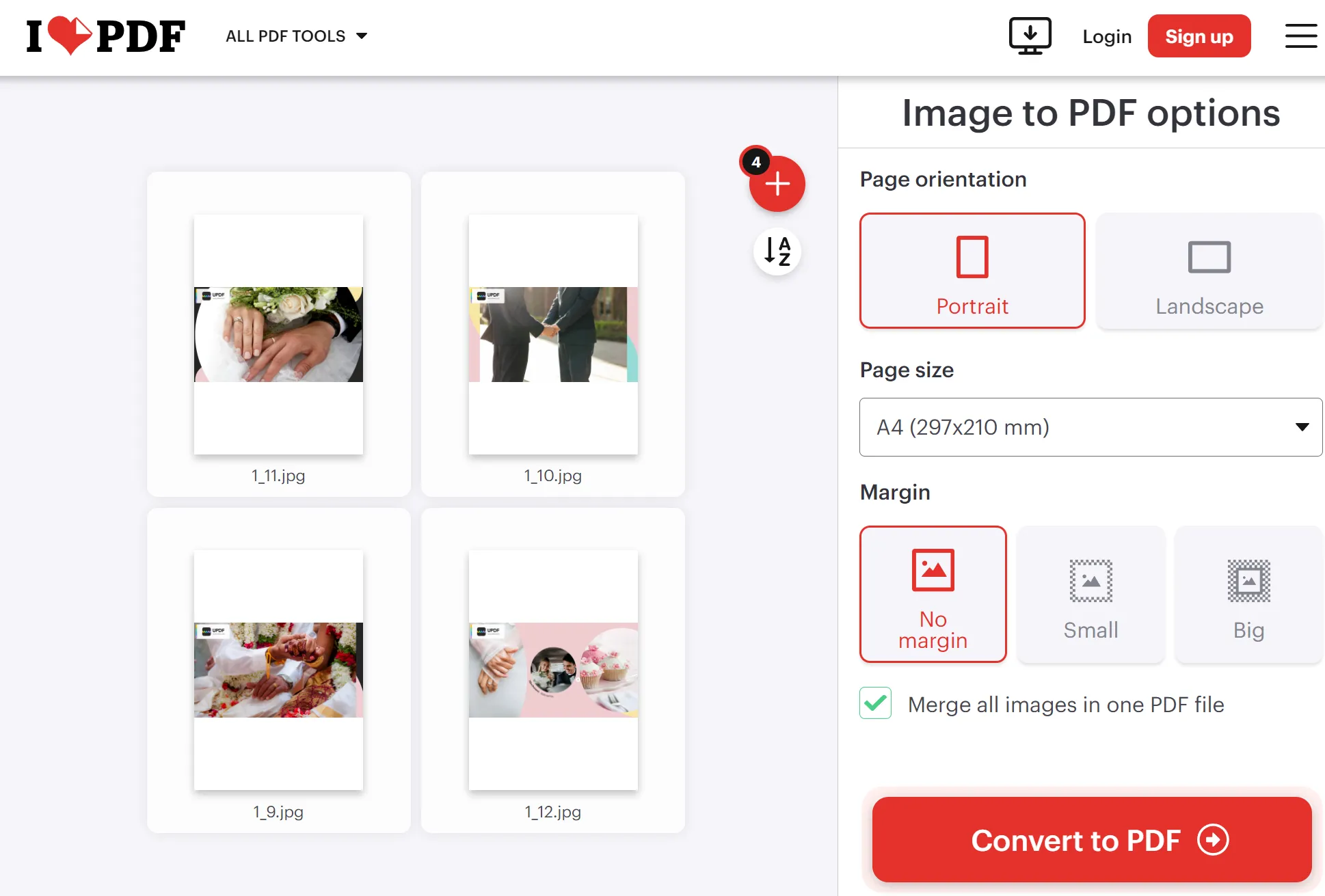 convert images to pdf with ilovepdf